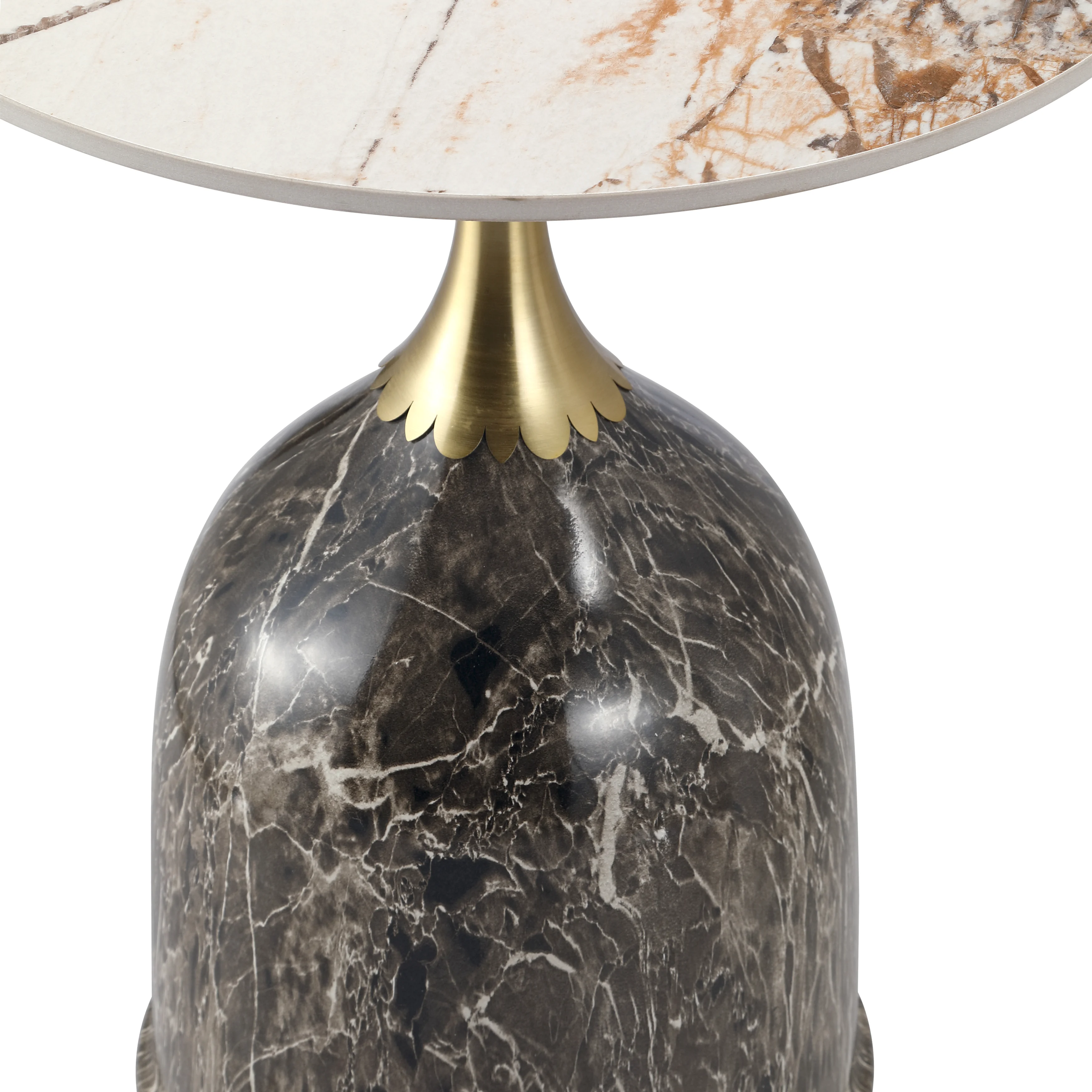 Oslo Collection Modern End Table In Marbled Brown
