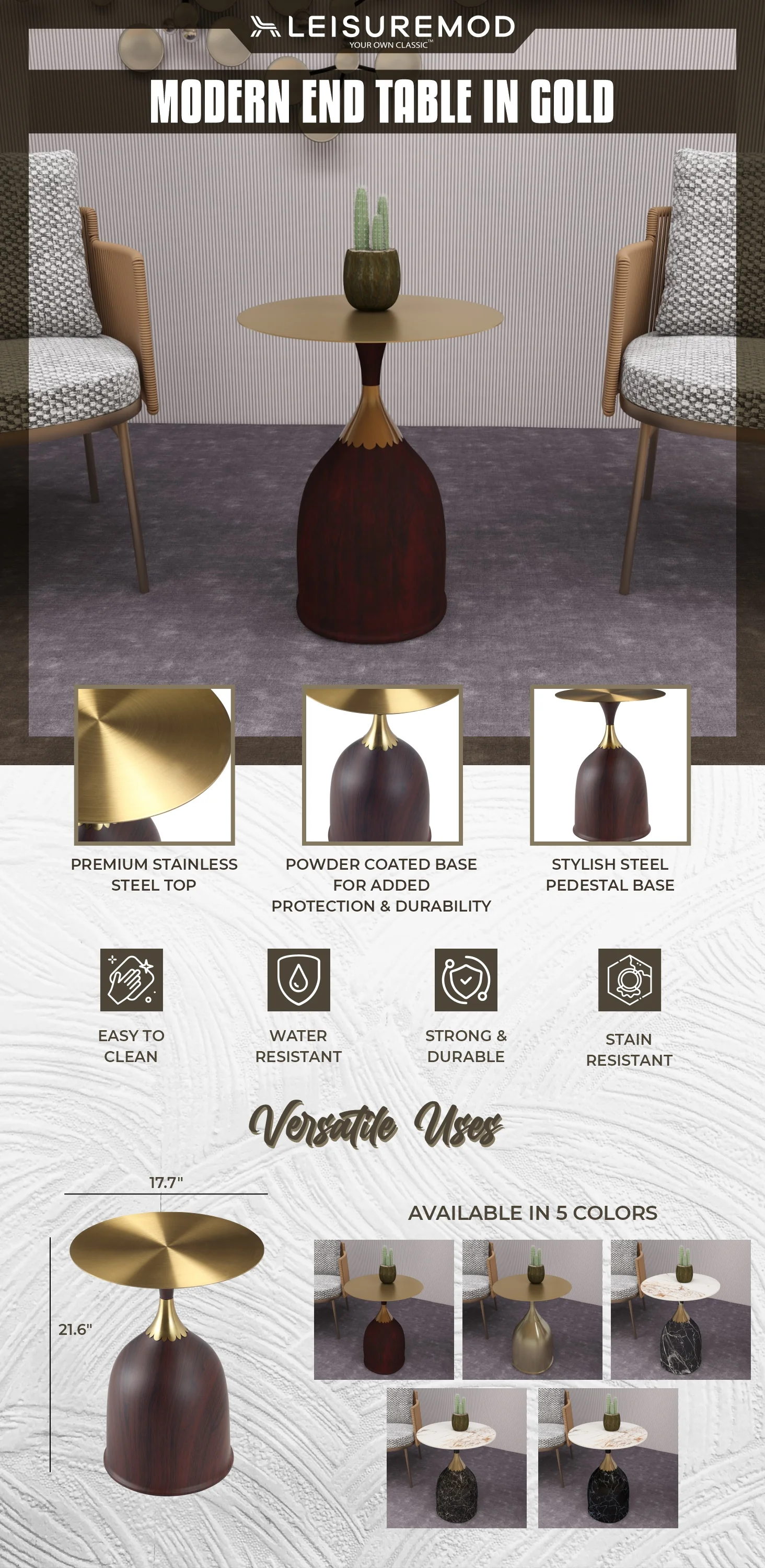 Oslo Collection Modern End Table In Wood Brown