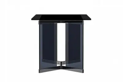 Oryn Series Modern Dining Table Black Glass and Steel Base, With 55 Black Glass Top