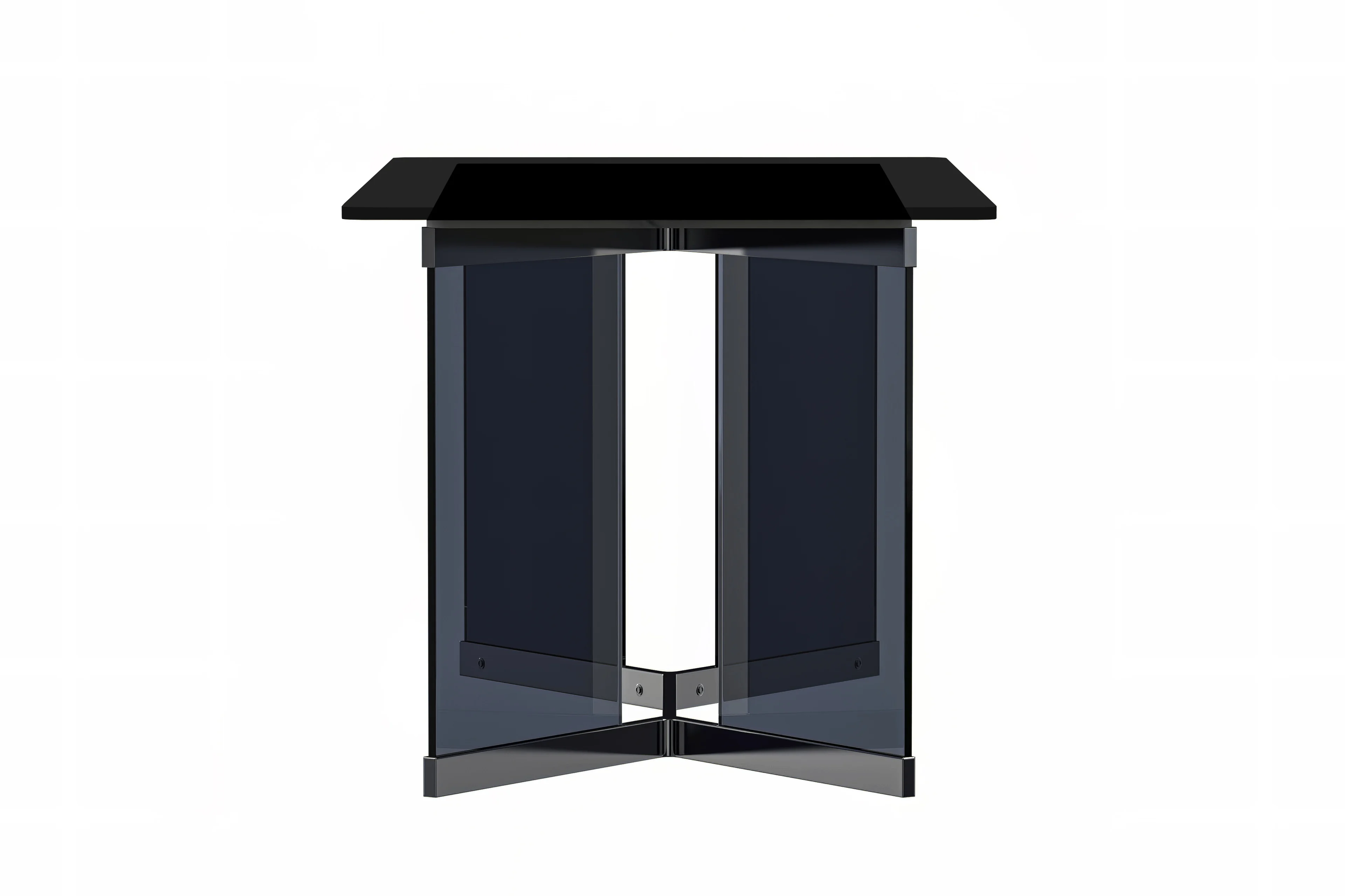 Oryn Series Modern Dining Table Black Glass and Steel Base, With 71" Black Glass Top