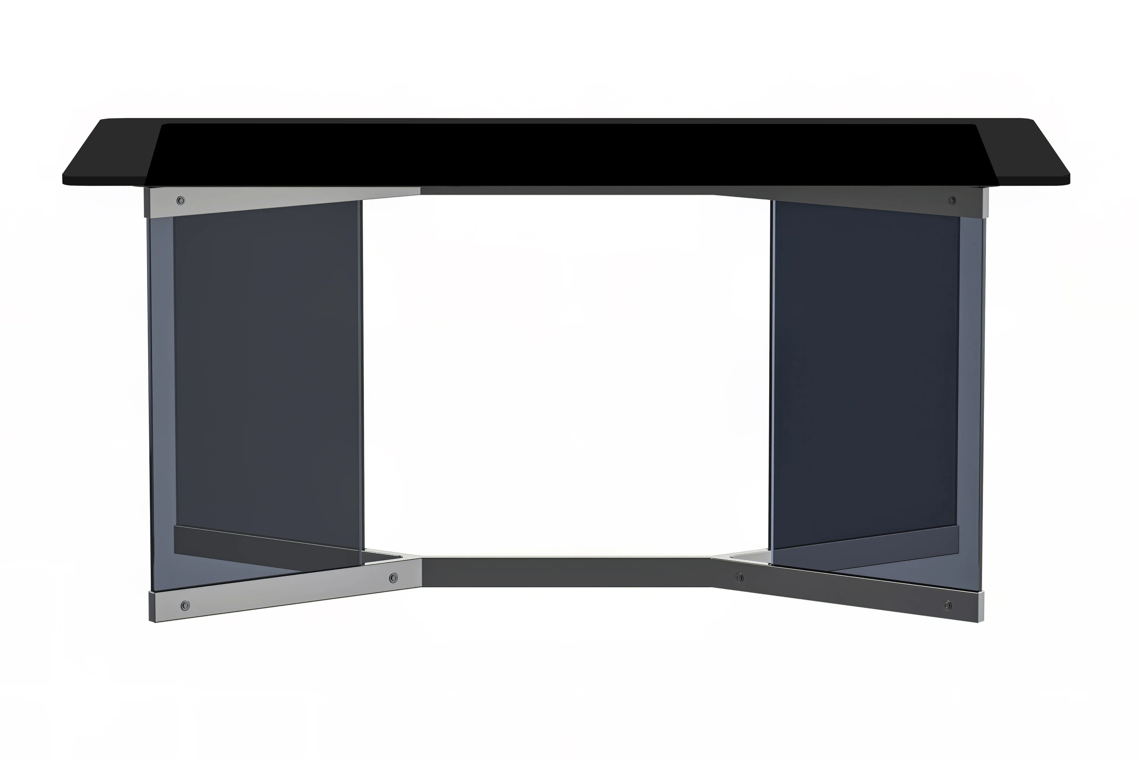 Oryn Series Modern Dining Table Black Glass and Steel Base, With 71" Black Glass Top