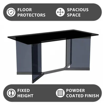 Oryn Series Modern Dining Table Black Glass and Steel Base, With 71" Black Glass Top