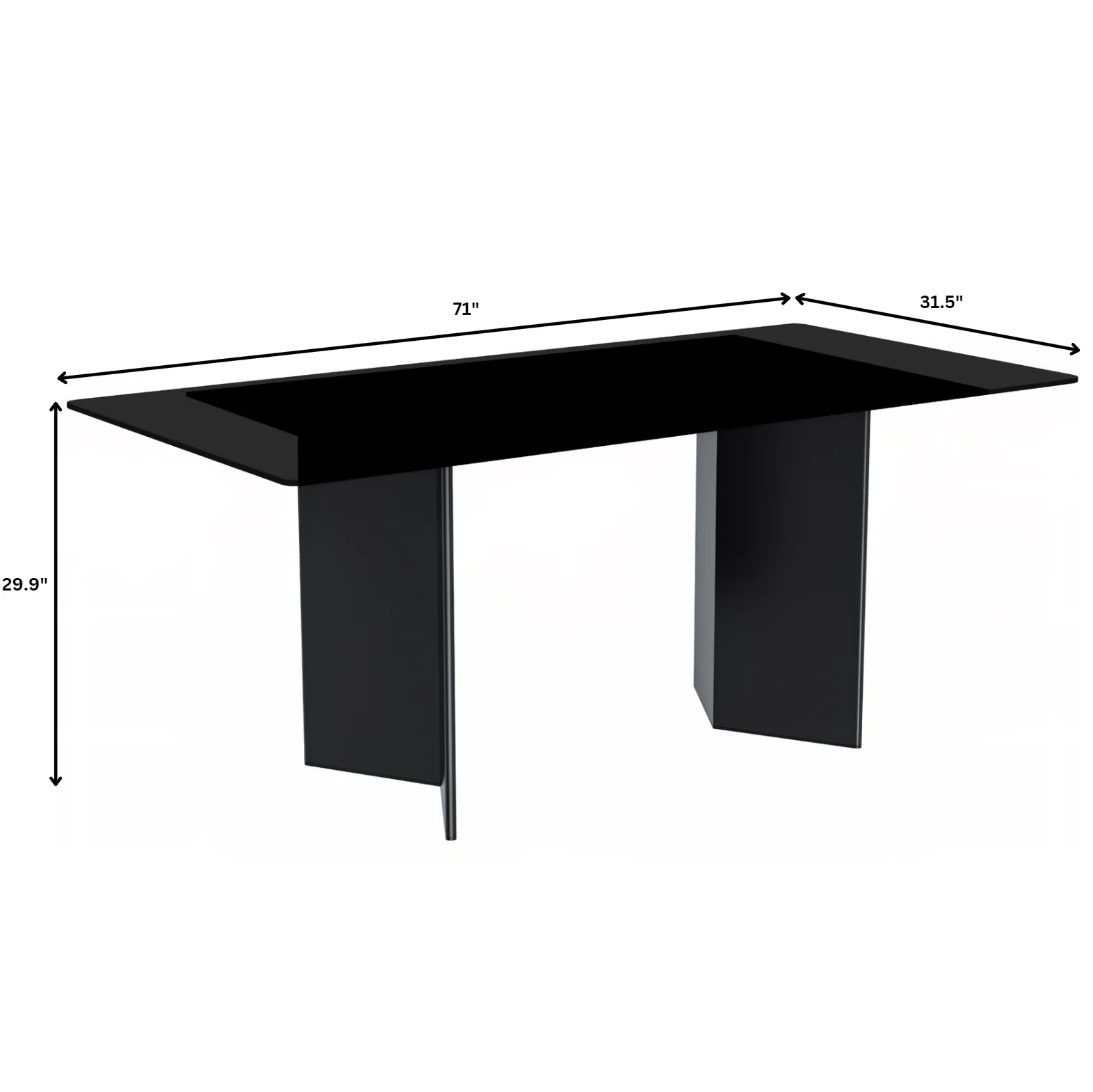 Olyra Series Modern Dining Table Black Stainless Steel Base, With 62 Black Glass Top