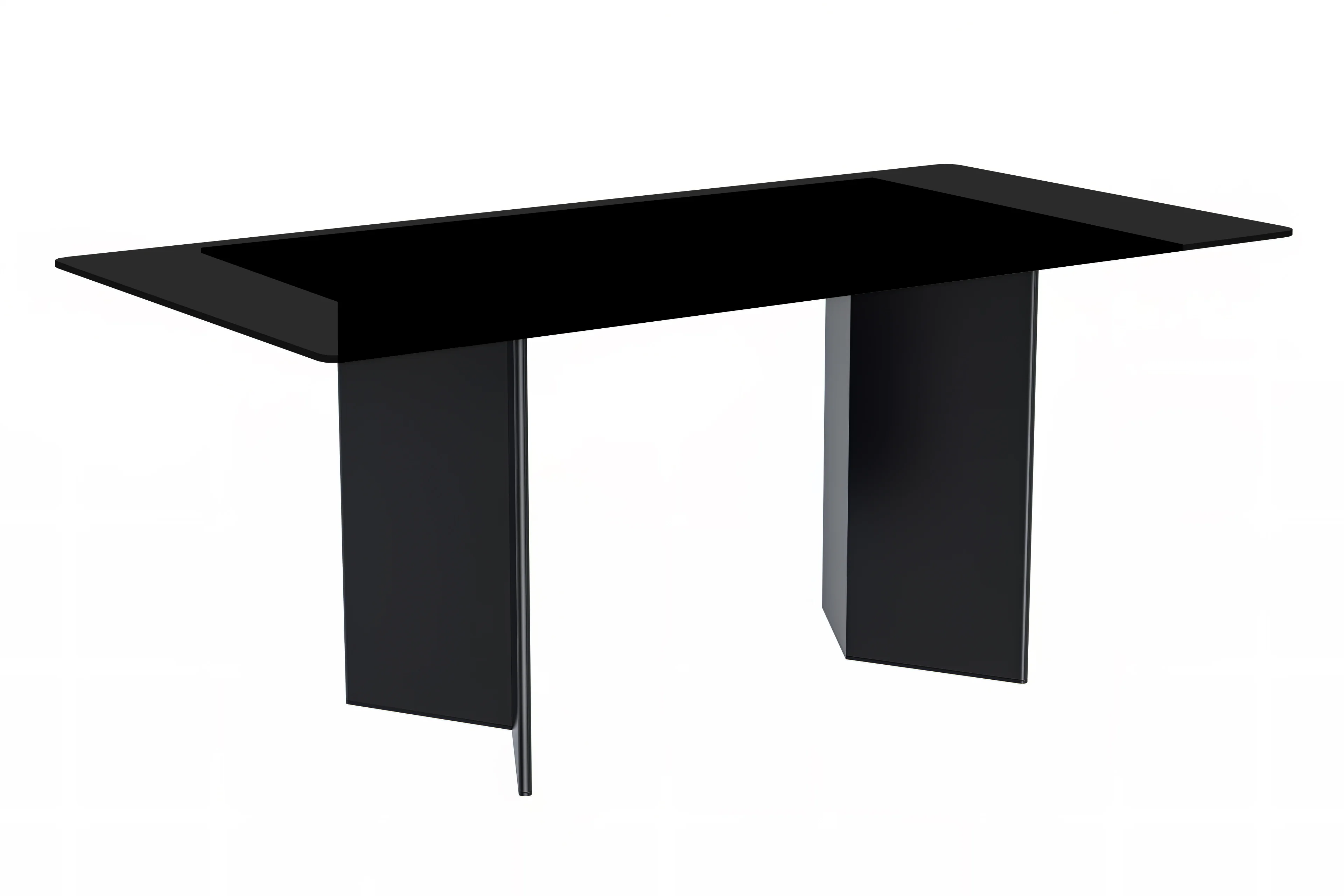 Olyra Series Modern Dining Table Black Stainless Steel Base, With 62 Black Glass Top