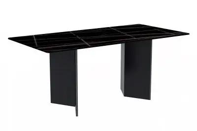 Olyra Series Modern Dining Table Black Stainless Steel Base, With 62 Black/Gold Sintered Stone Top