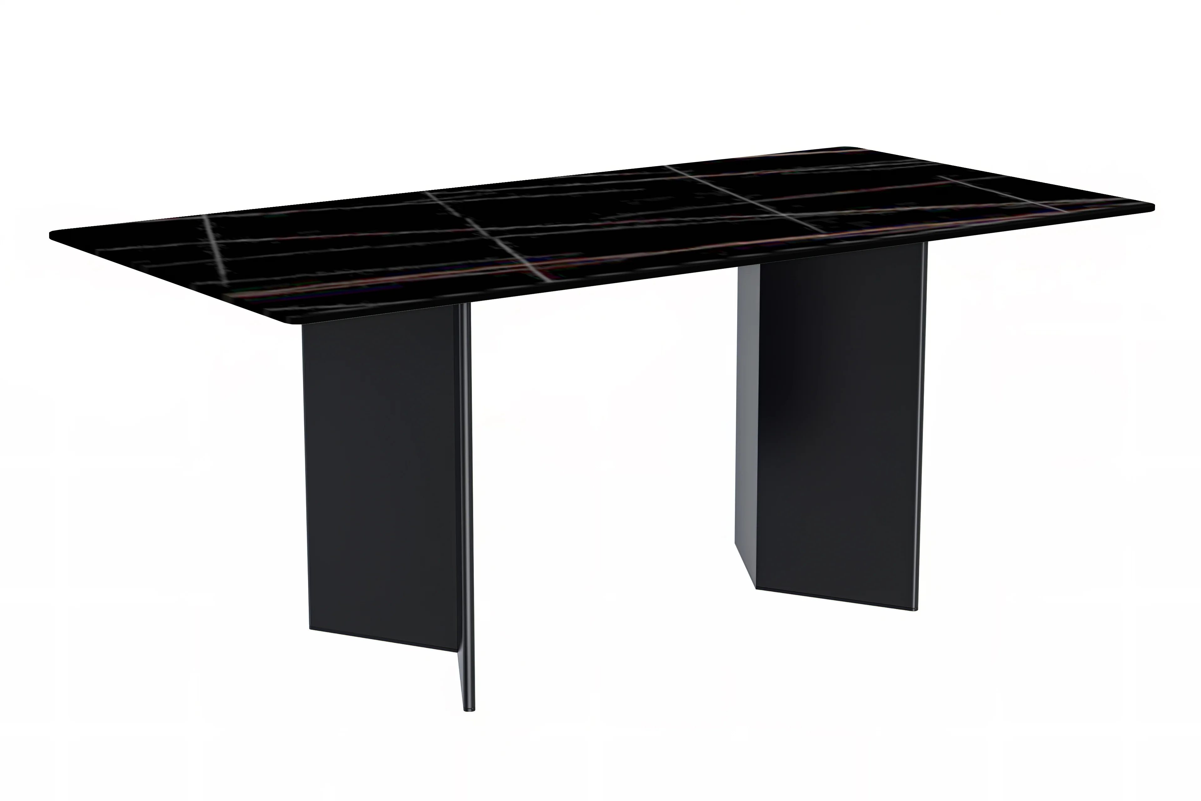Olyra Series Modern Dining Table Black Stainless Steel Base, With 71 Black/Gold Sintered Stone Top