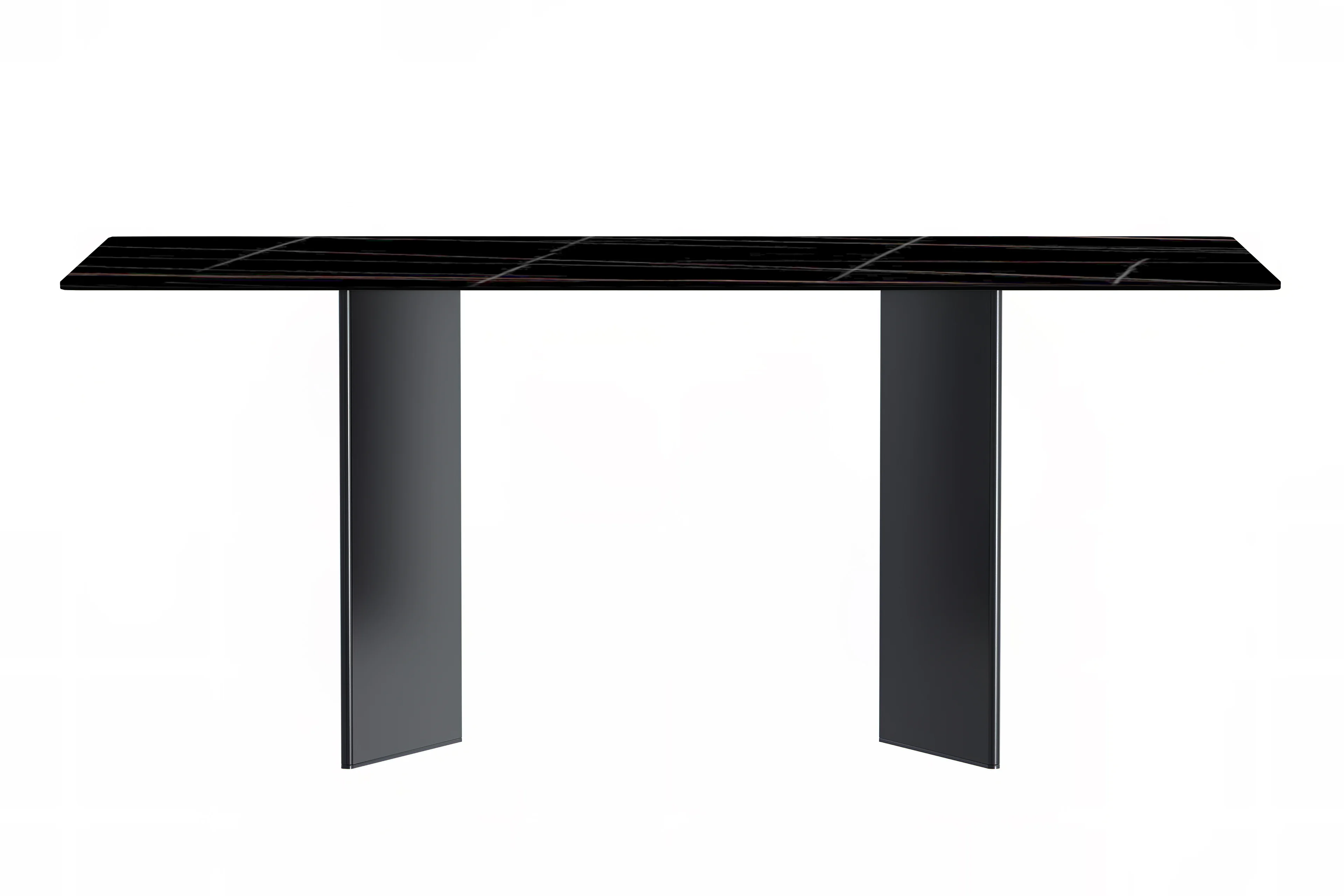 Olyra Series Modern Dining Table Black Stainless Steel Base, With 71 Black/Gold Sintered Stone Top