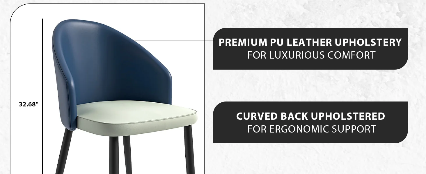 Paradiso Collection Modern Dining Seat in Blue with White Seat