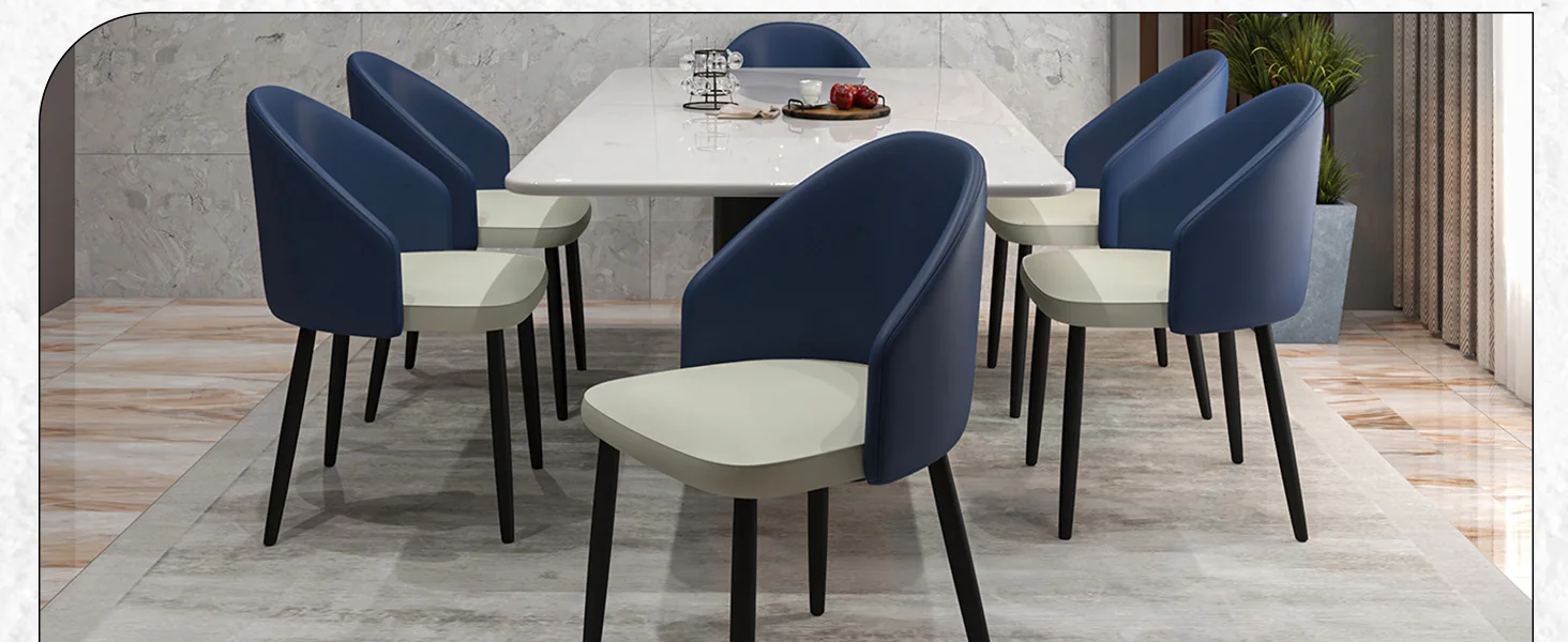 Paradiso Collection Modern Dining Seat in Blue with White Seat  Set of 4