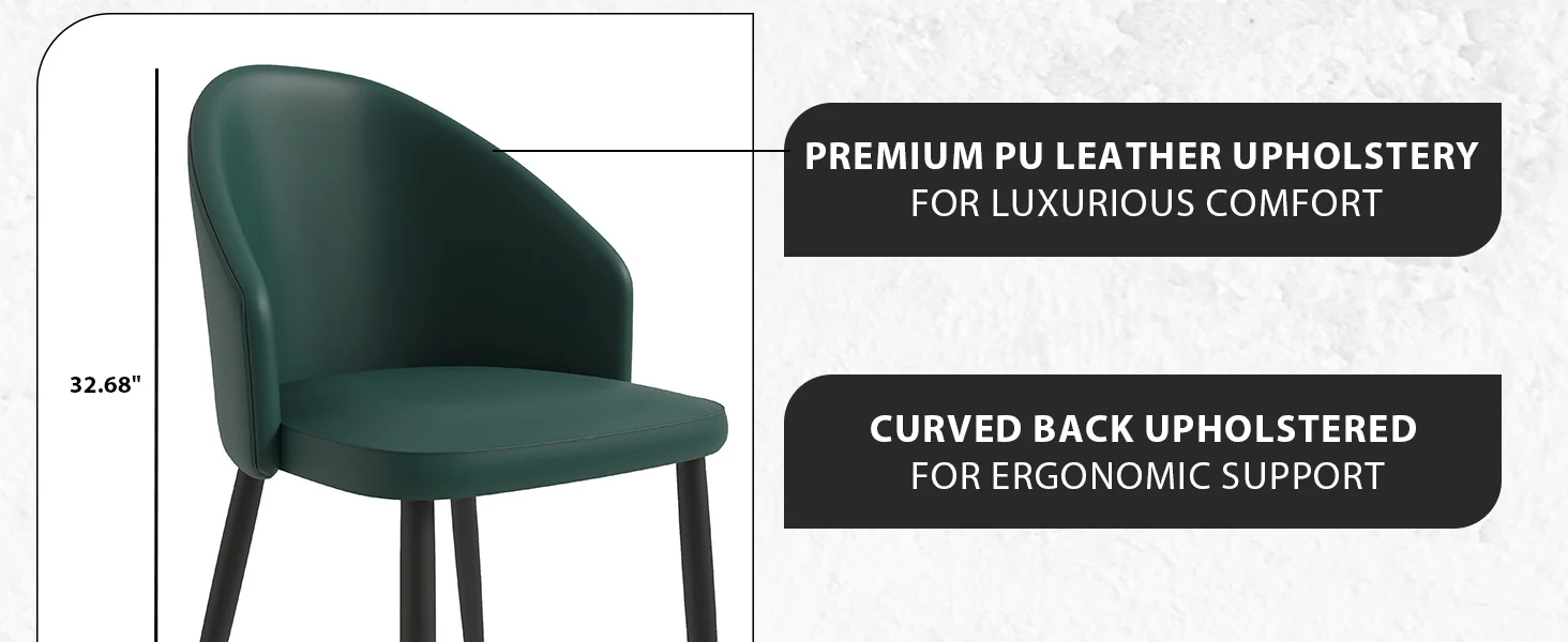 Paradiso Collection Modern Dining Seat in Green  Set of 4