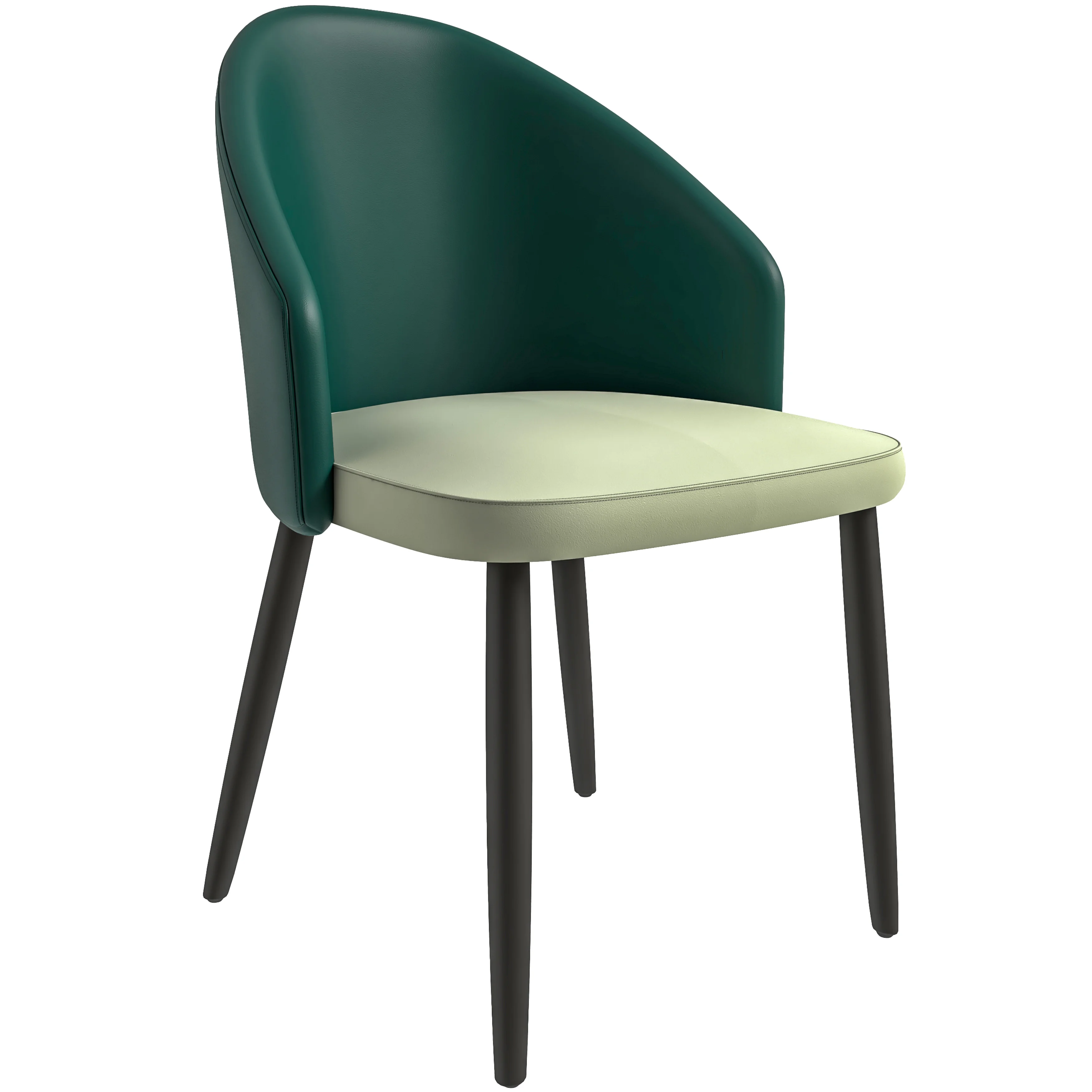 Paradiso Collection Modern Dining Seat in Green, with Light Grey Fabric Seat  Set of 2