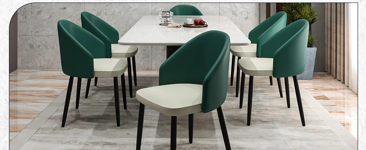 Paradiso Collection Modern Dining Seat in Green, with Light Grey Fabric Seat  Set of 2