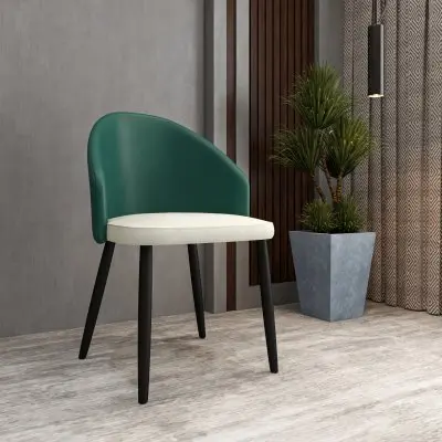Paradiso Collection Modern Dining Seat in Green, with Light Grey Fabric Seat  Set of 2
