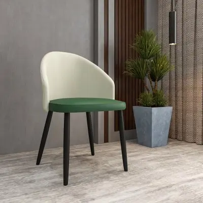 Paradiso Collection Modern Dining Seat in Toupe, with Green Fabric Seat
