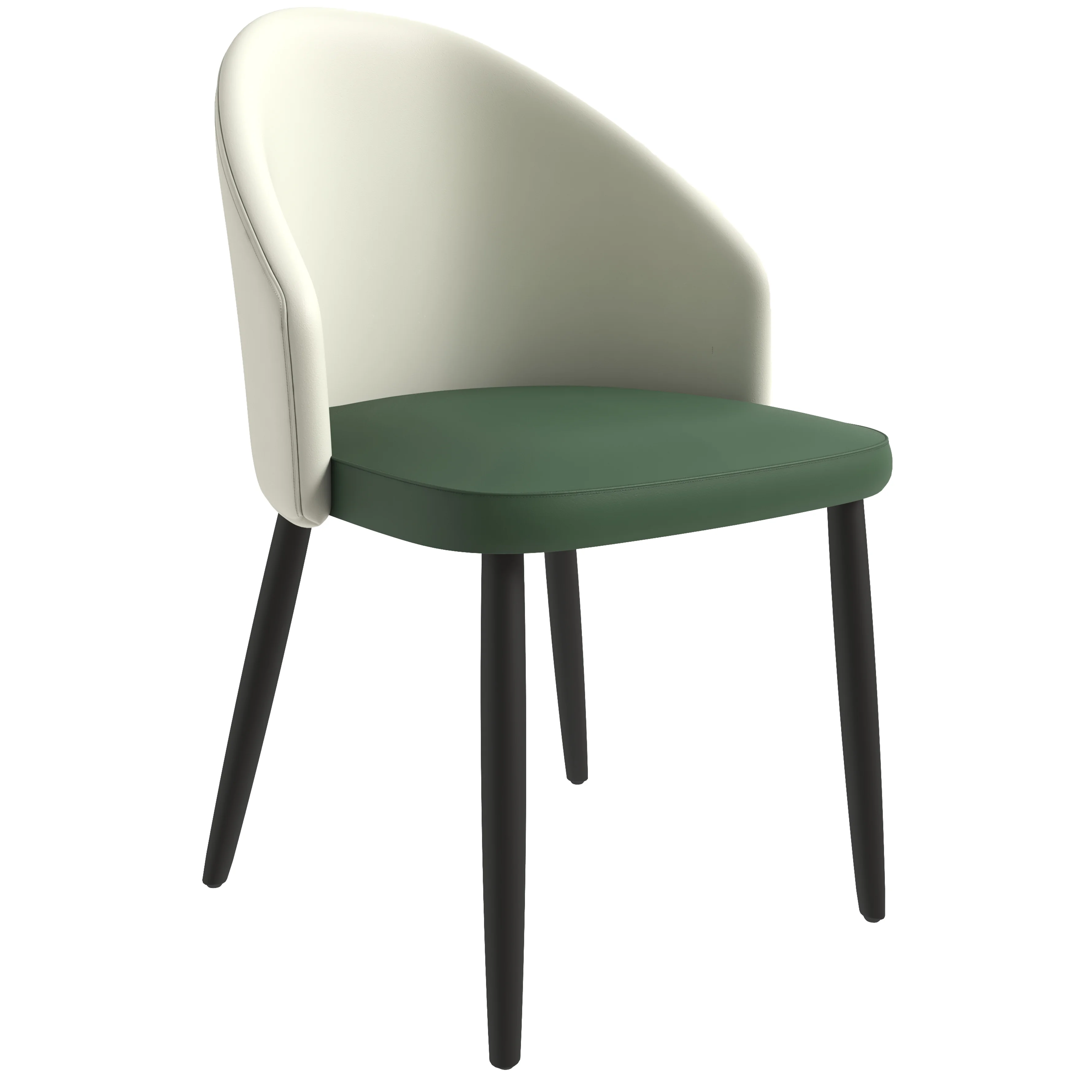 Paradiso Collection Modern Dining Seat in Toupe, with Green Fabric Seat  Set of 4