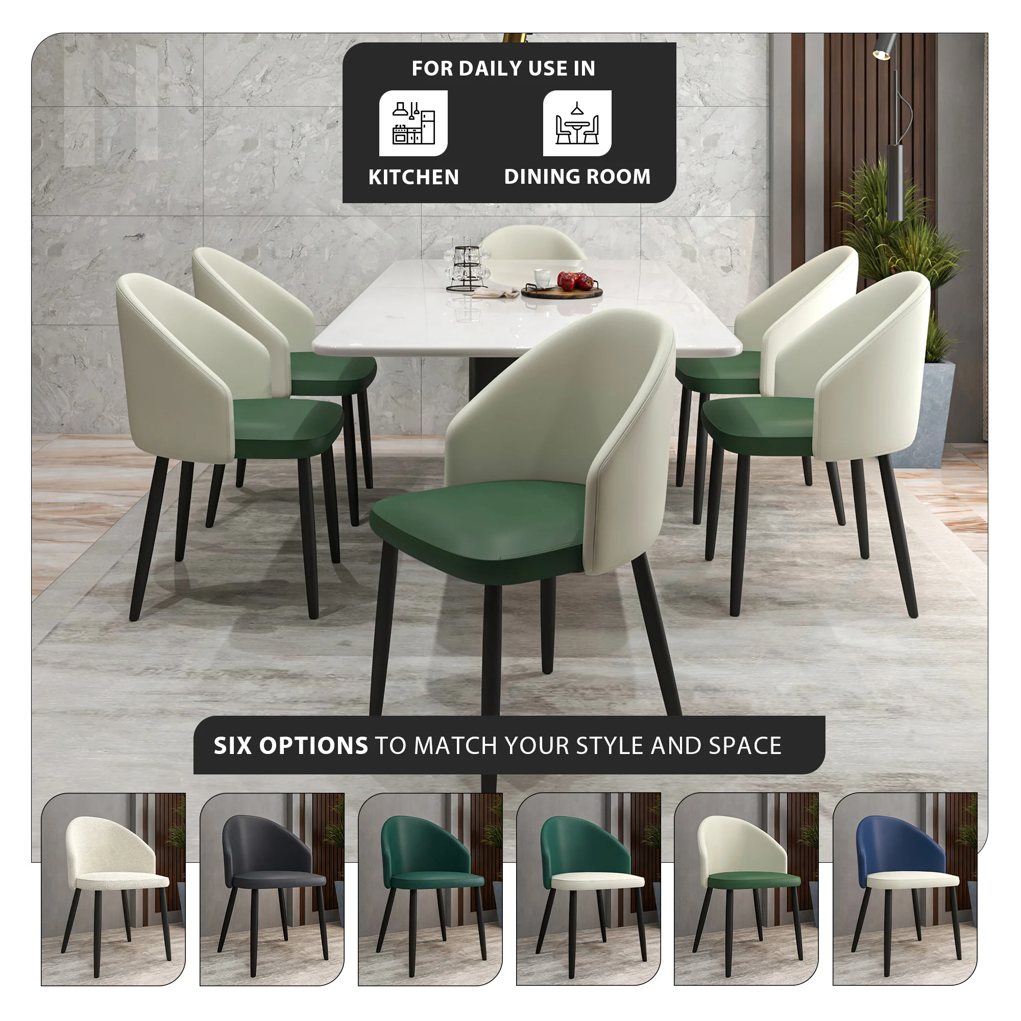 Paradiso Collection Modern Dining Seat in Toupe, with Green Fabric Seat  Set of 4