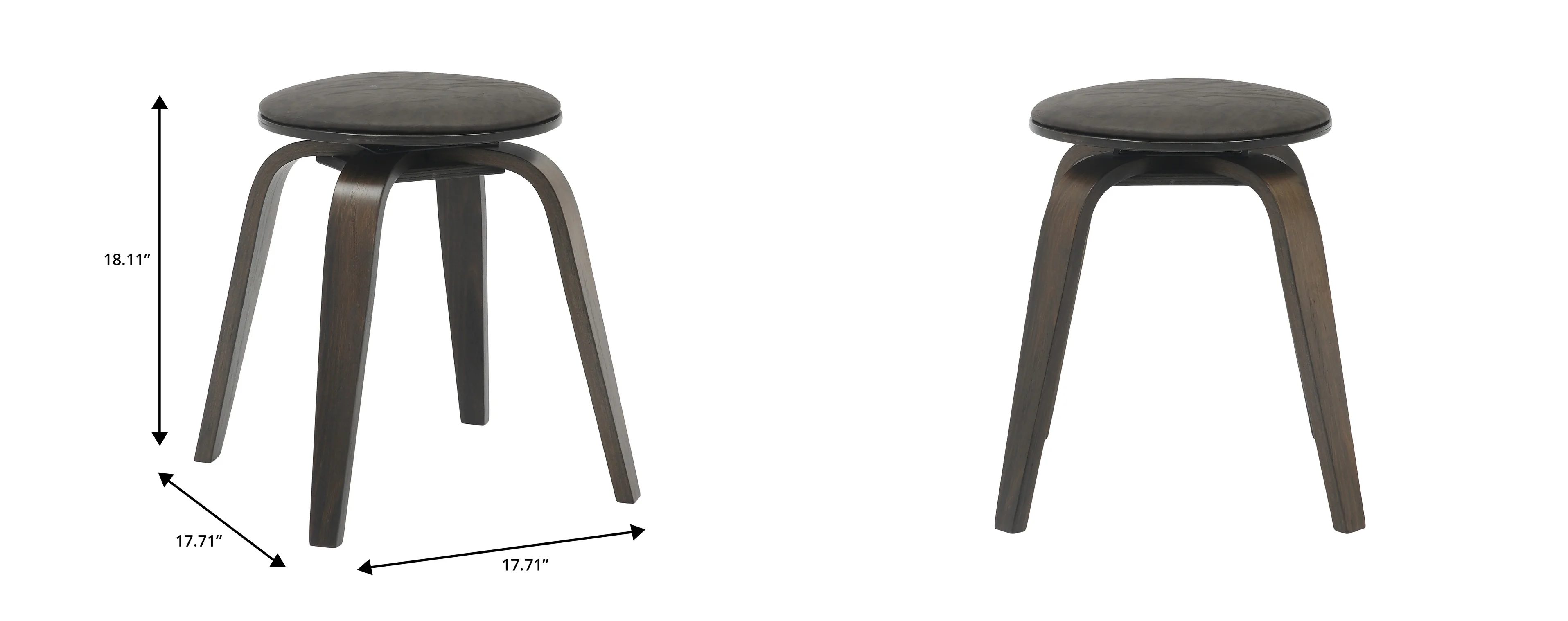 Modern Wooden Dining Stool, Dark Walnut Color in Brown, Pelya Collection By LeisureMod