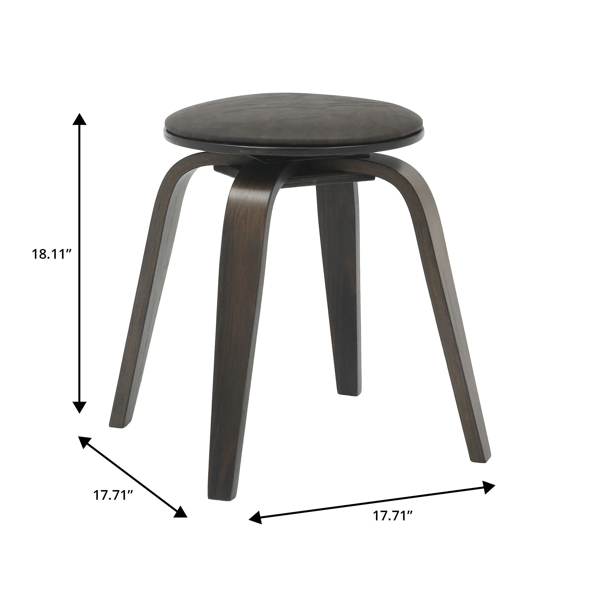 Modern Wooden Dining Stool, Dark Walnut Color in Brown, Pelya Collection By LeisureMod