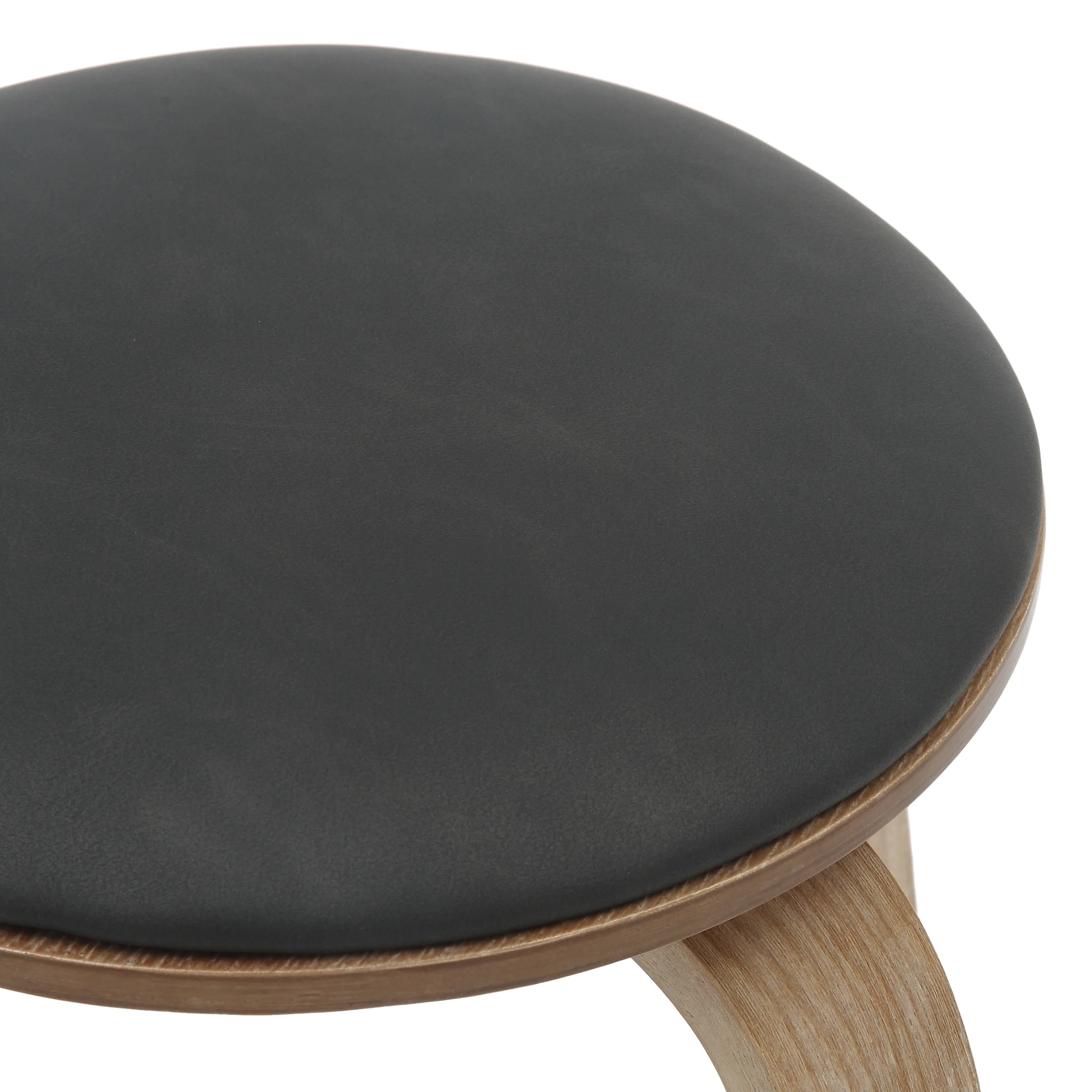 Modern Wooden Dining Stool, Washed Walnut Color in Black, Pelya Collection By LeisureMod