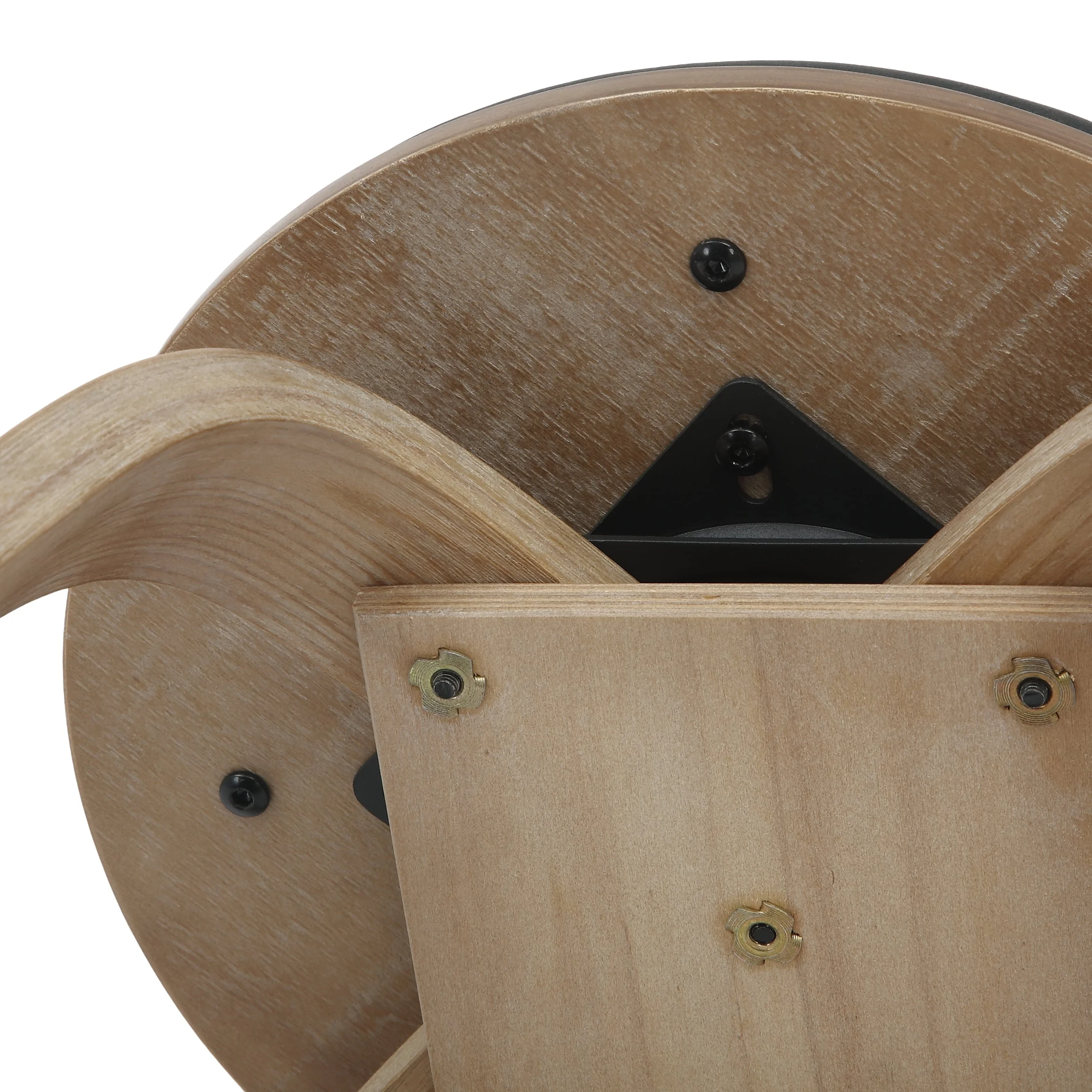 Modern Wooden Dining Stool, Washed Walnut Color in Black, Pelya Collection By LeisureMod