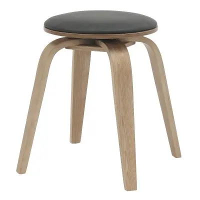 Modern Wooden Dining Stool, Washed Walnut Color in Black, Pelya Collection By LeisureMod
