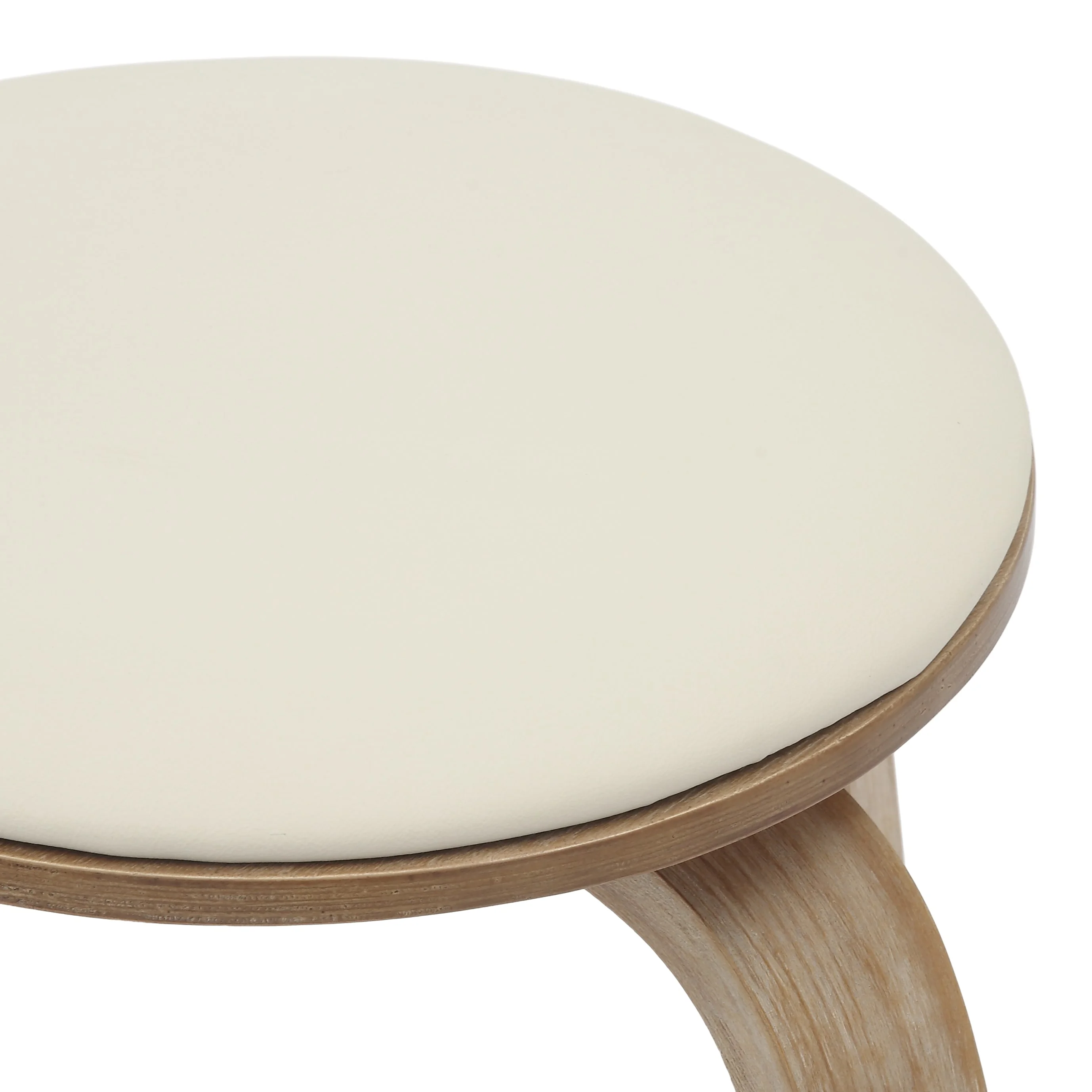 Modern Wooden Dining Stool, Washed Walnut Color in Taupe, Pelya Collection By LeisureMod