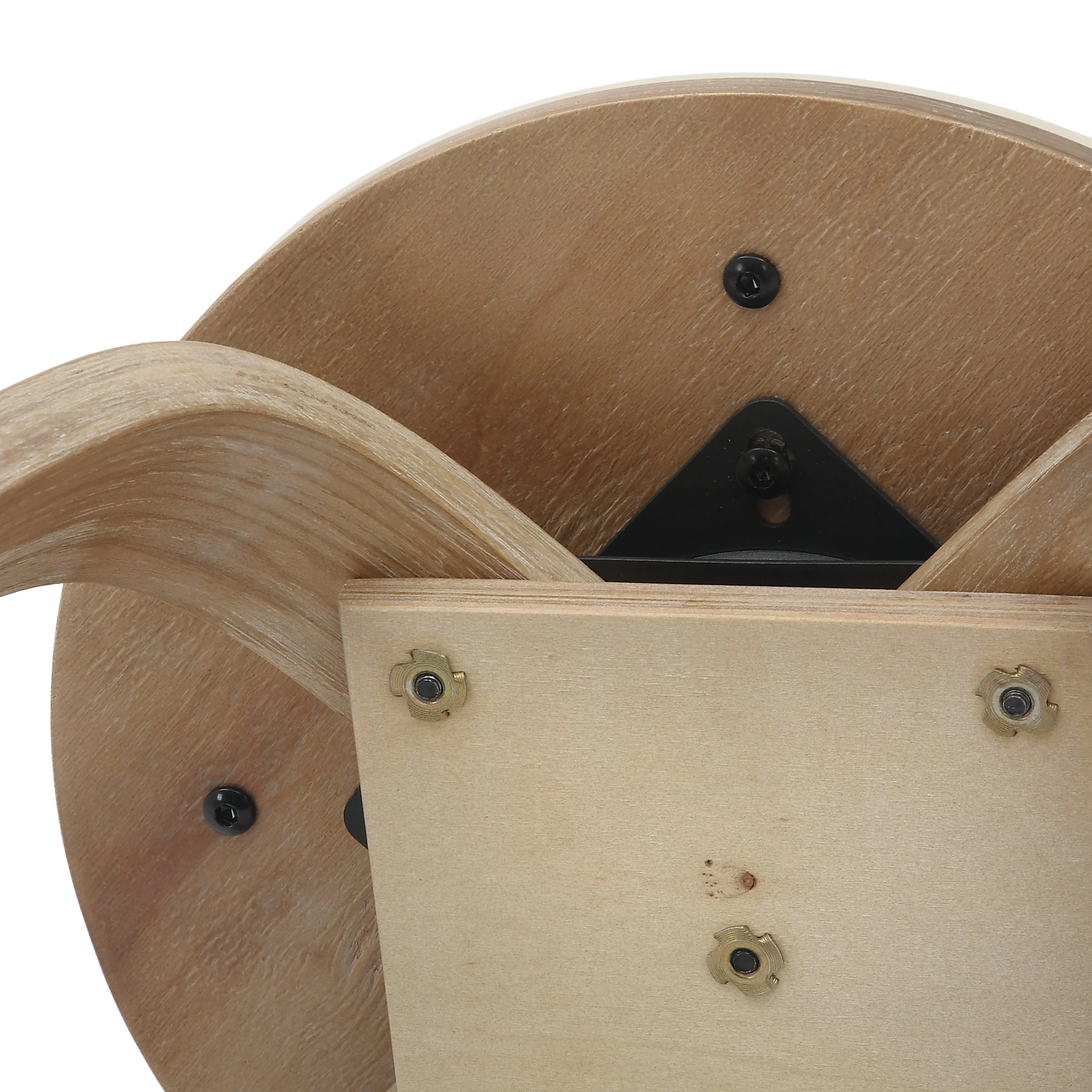 Modern Wooden Dining Stool, Washed Walnut Color in Taupe, Pelya Collection By LeisureMod