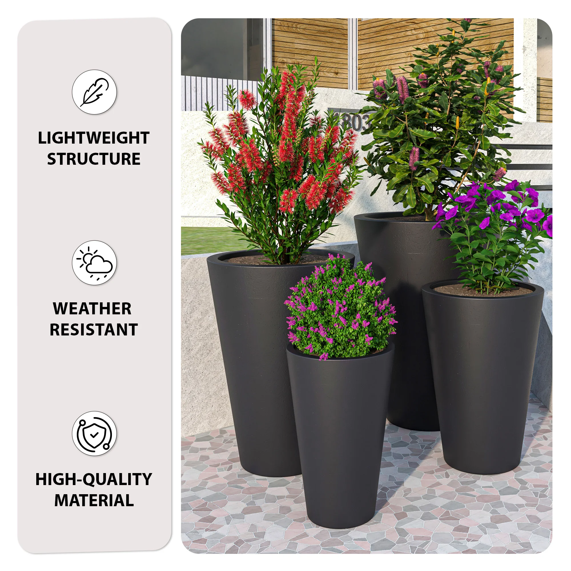 Pebble Planter Set Black