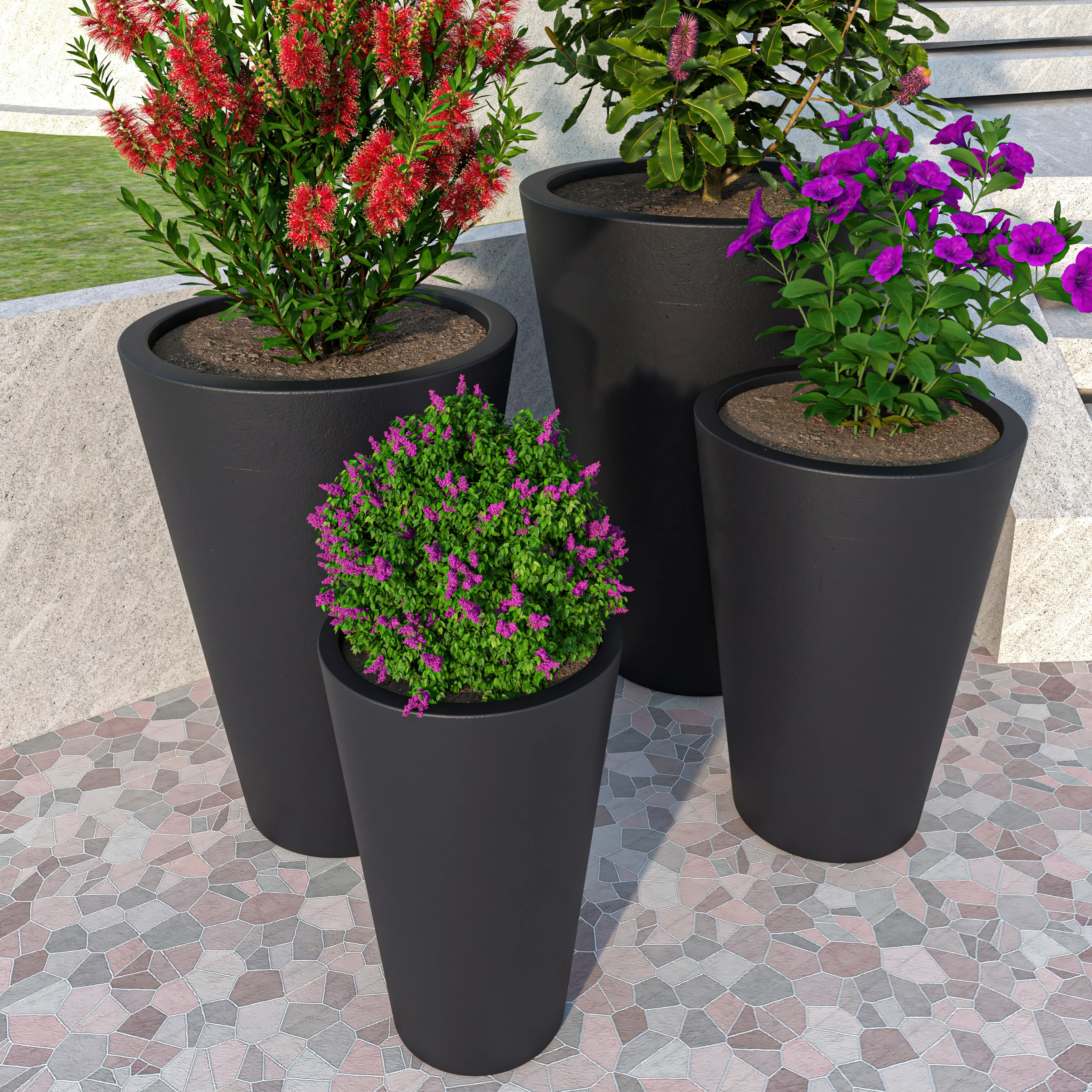 Pebble Planter Set Black