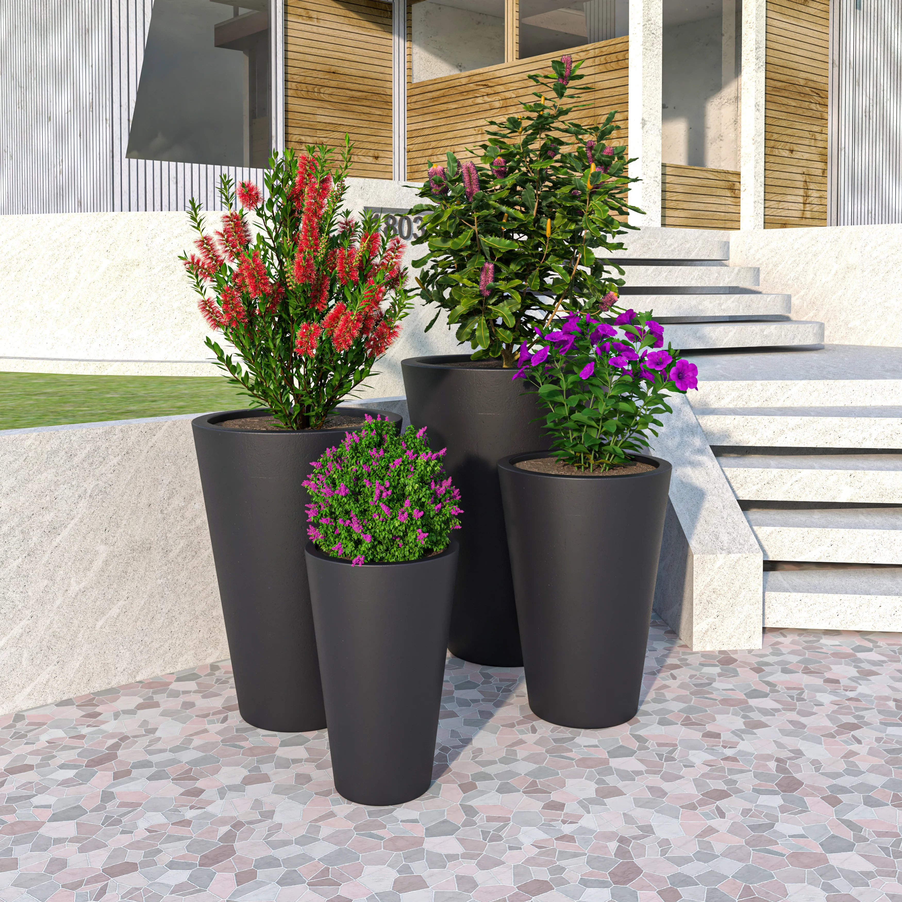 Pebble Planter Set Black