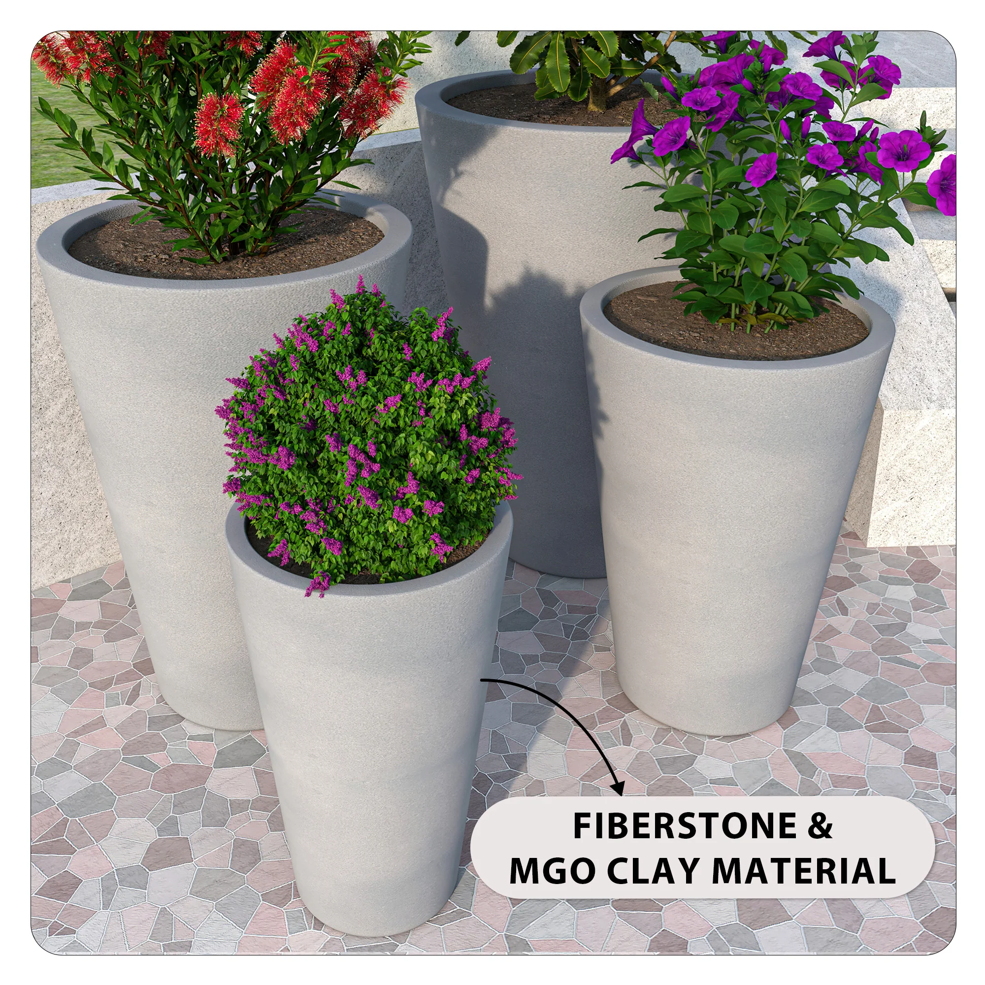 Pebble Planter Set Grey