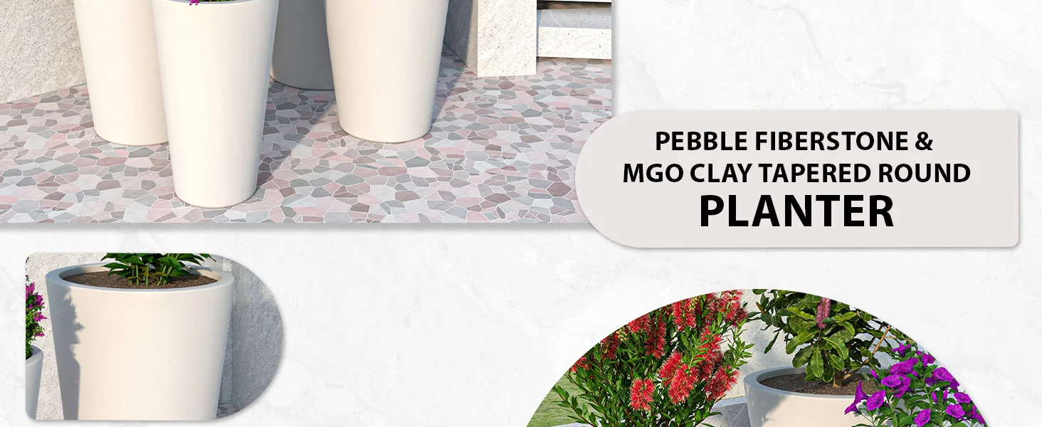 Pebble Planter Set White