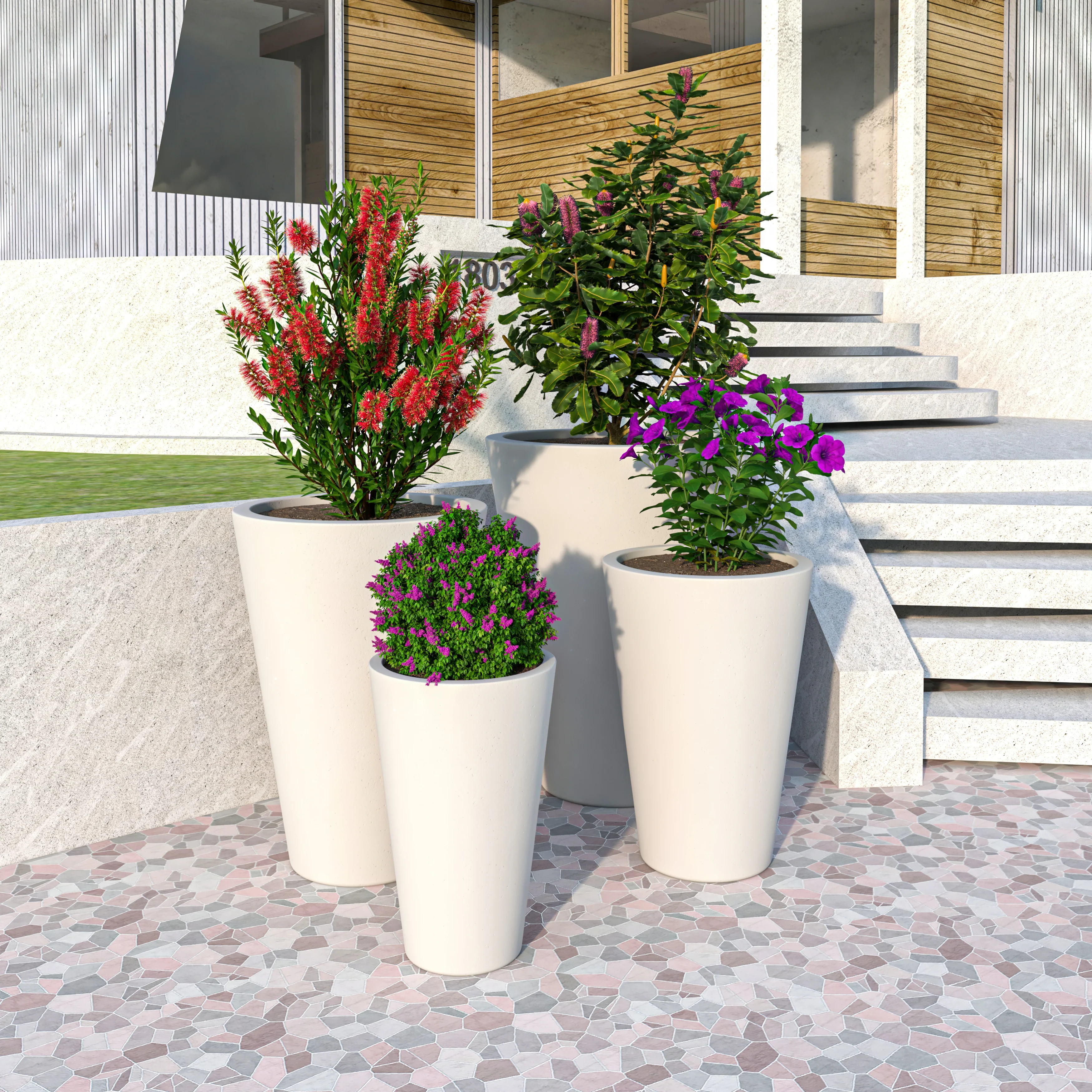 Pebble Planter Set White