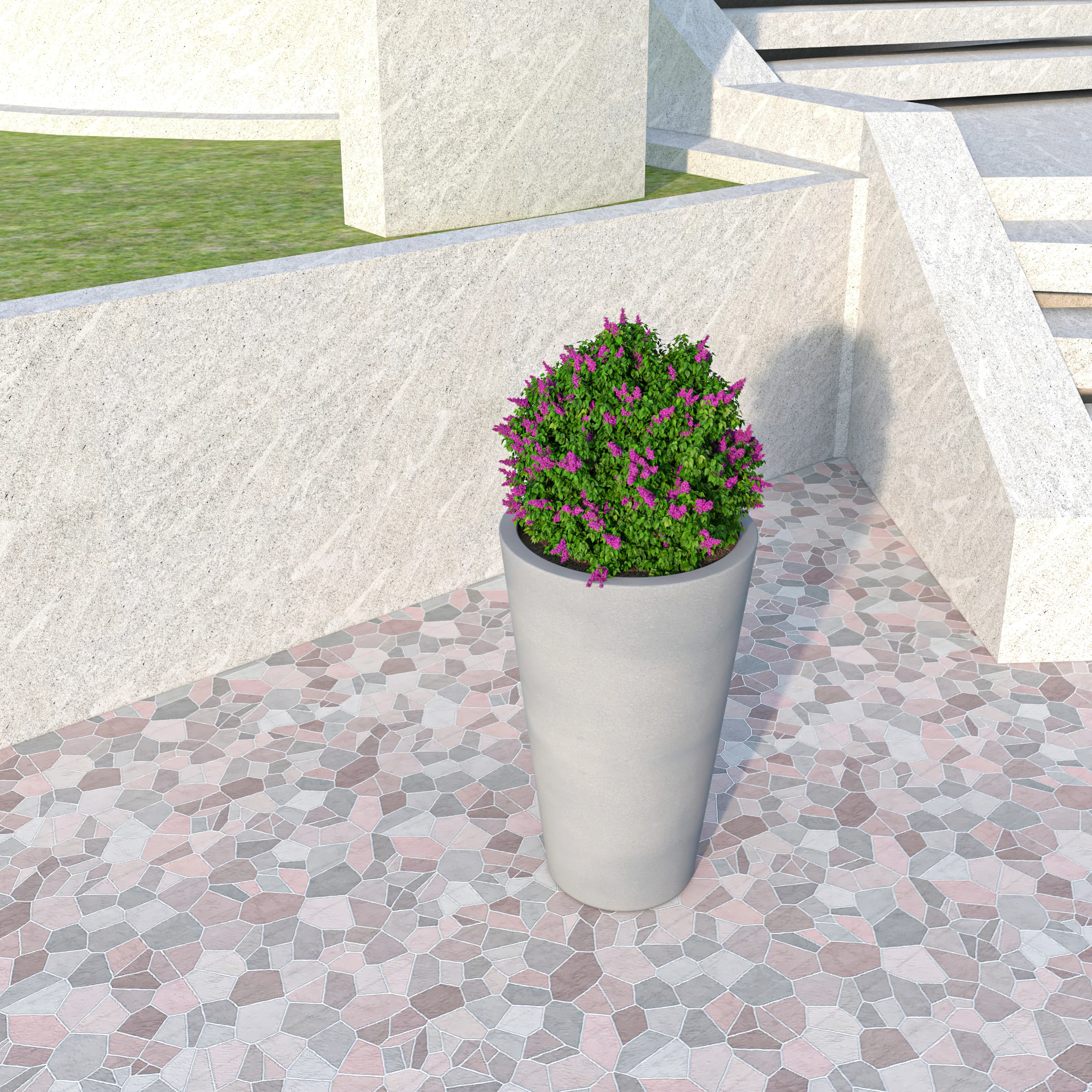 Pebble Series Poly Stone Planter 11.8" Dia 19.7" High in Grey