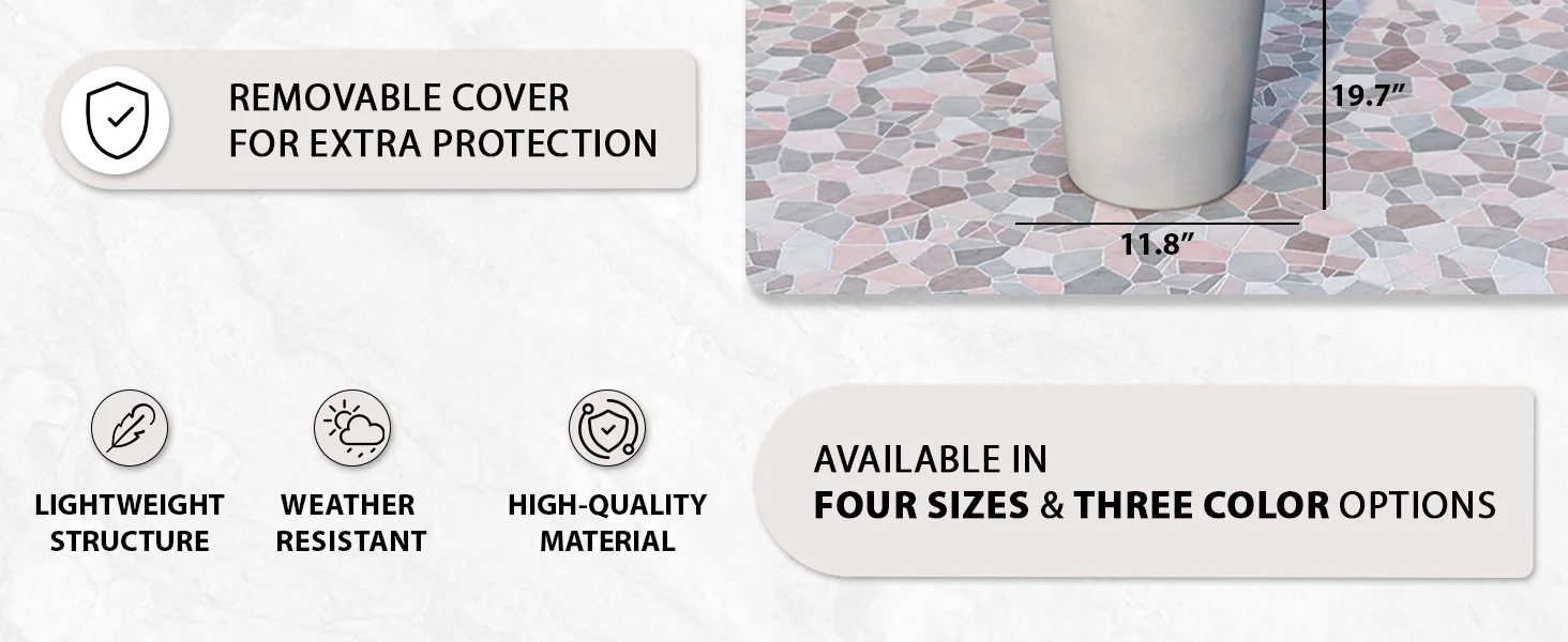 Pebble Series Poly Stone Planter 11.8" Dia 19.7" High in Grey