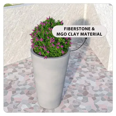 Pebble Series Poly Stone Planter 11.8" Dia 19.7" High in Grey