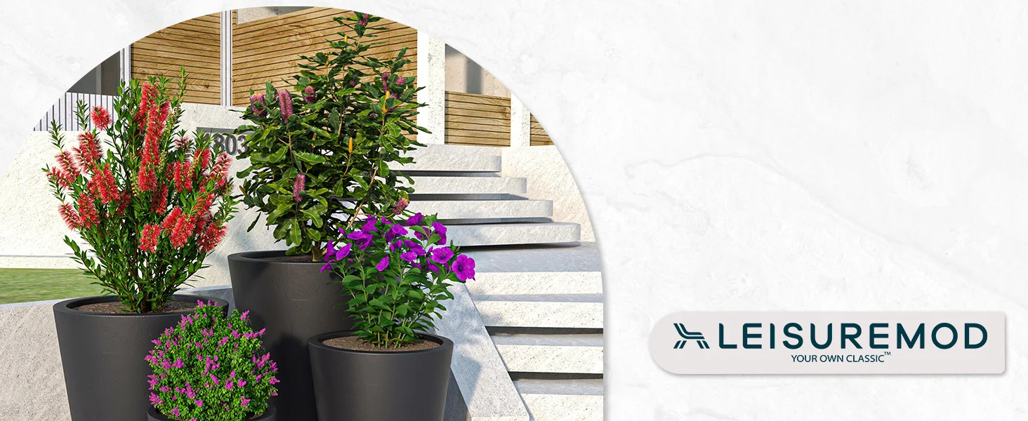 Pebble Series Poly Stone Planter 15.7." Dia 23.6" High in Black