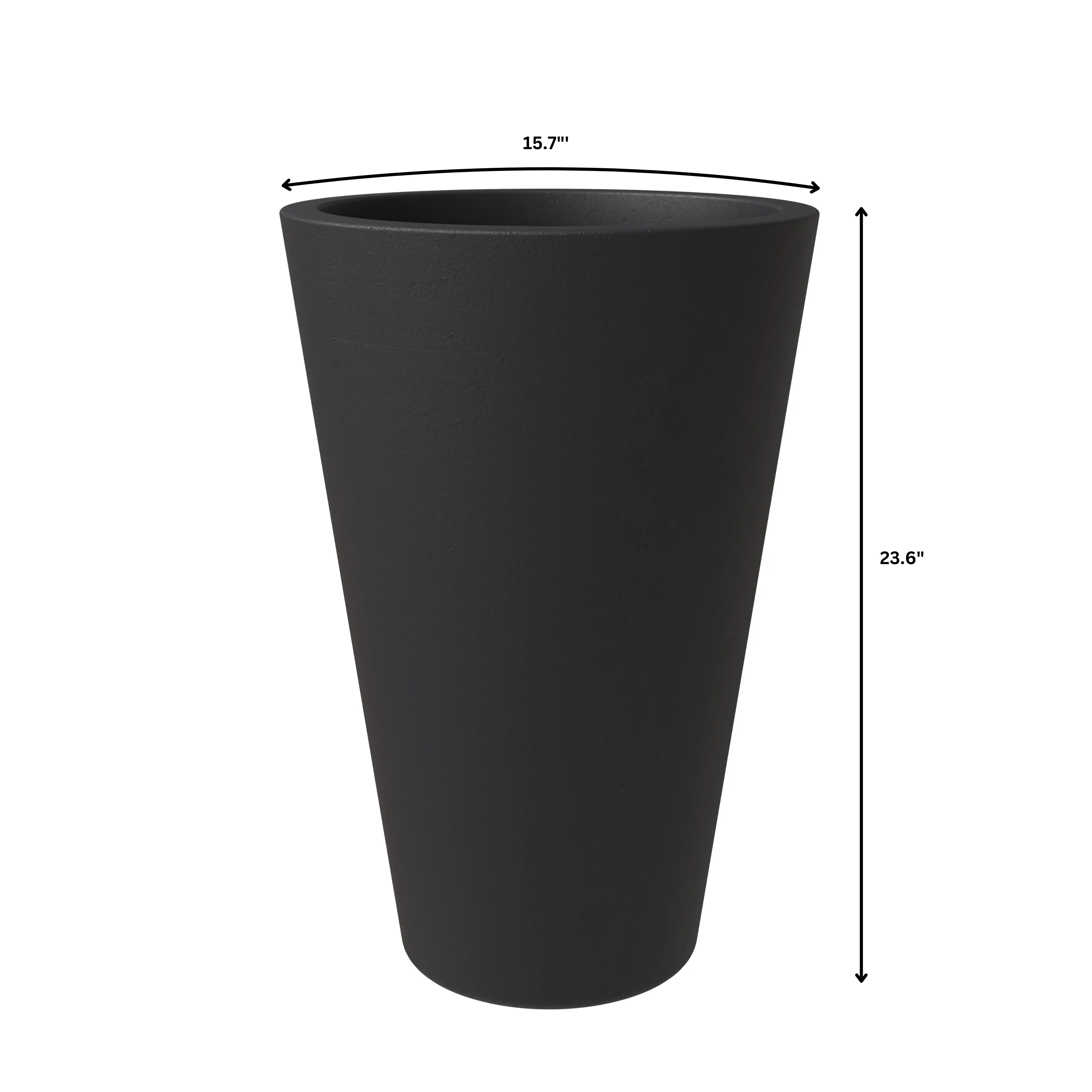 Pebble Series Poly Stone Planter 15.7." Dia 23.6" High in Black