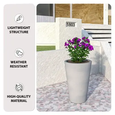 Pebble Series Poly Stone Planter 15.7." Dia 23.6" High in Grey