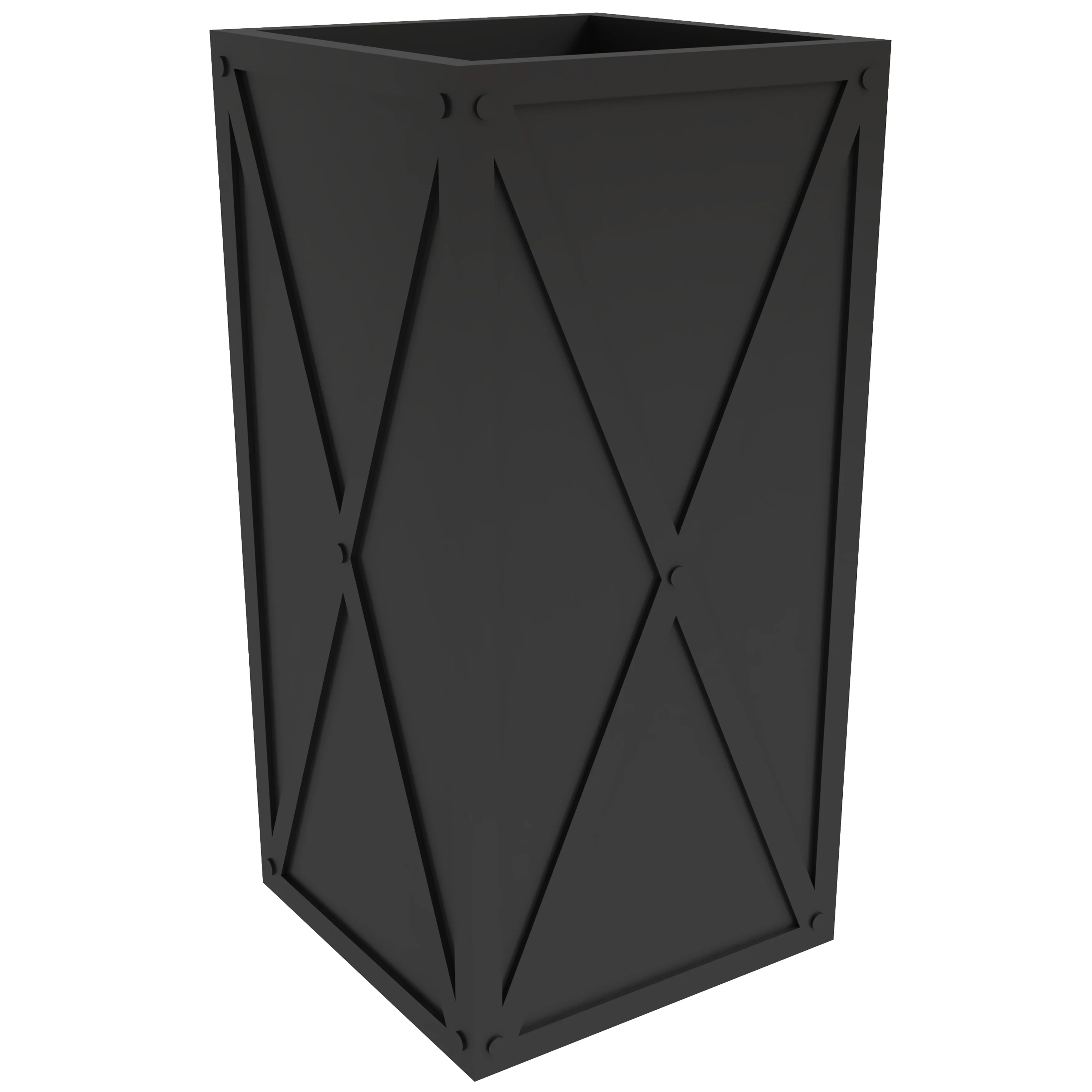 Papyrus Series Rectangle Fiber Stone Planter in Black 14.2 x 14.2, 29 High