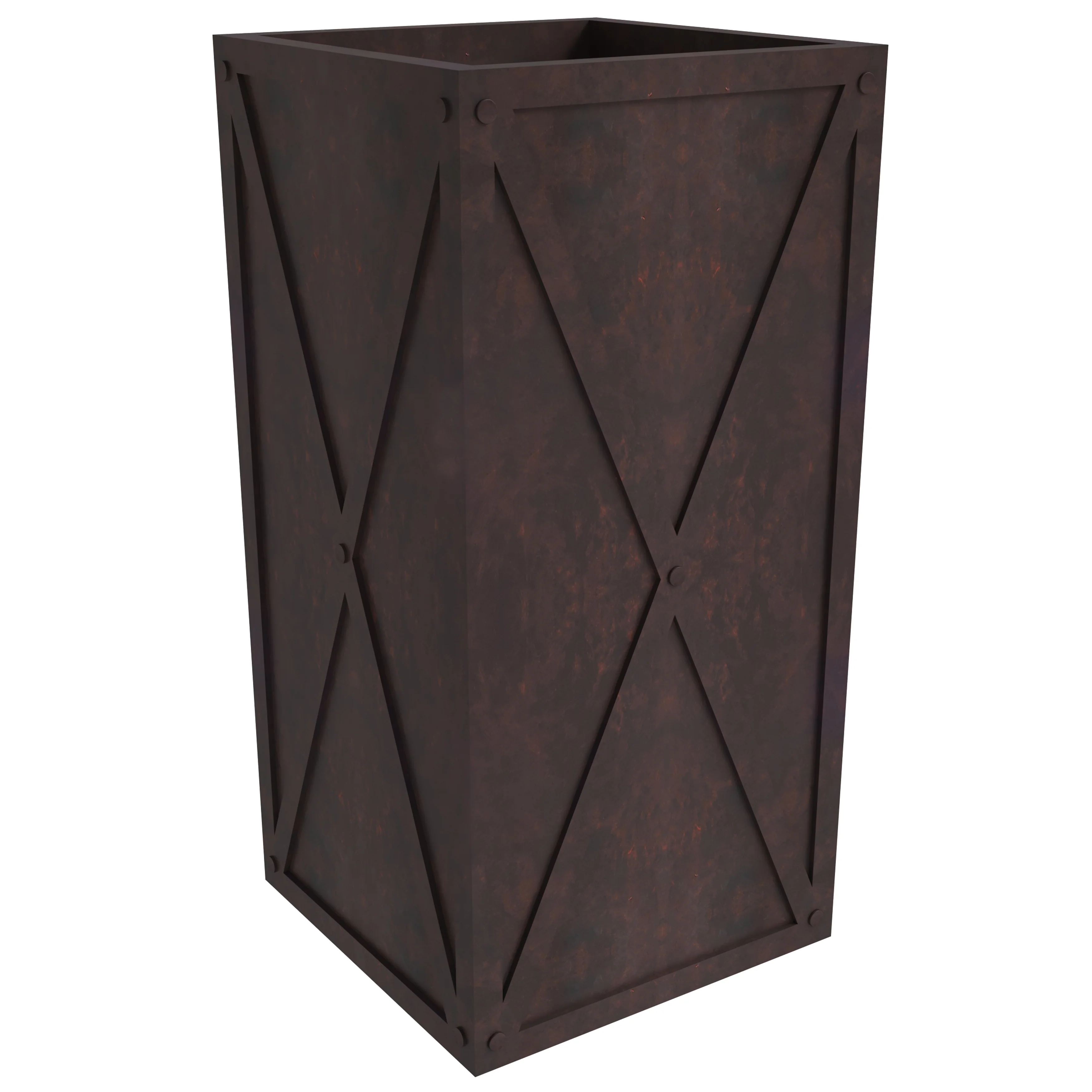Papyrus Series Rectangle Fiber Stone Planter in Brown 14.2 x 14.2, 29 High