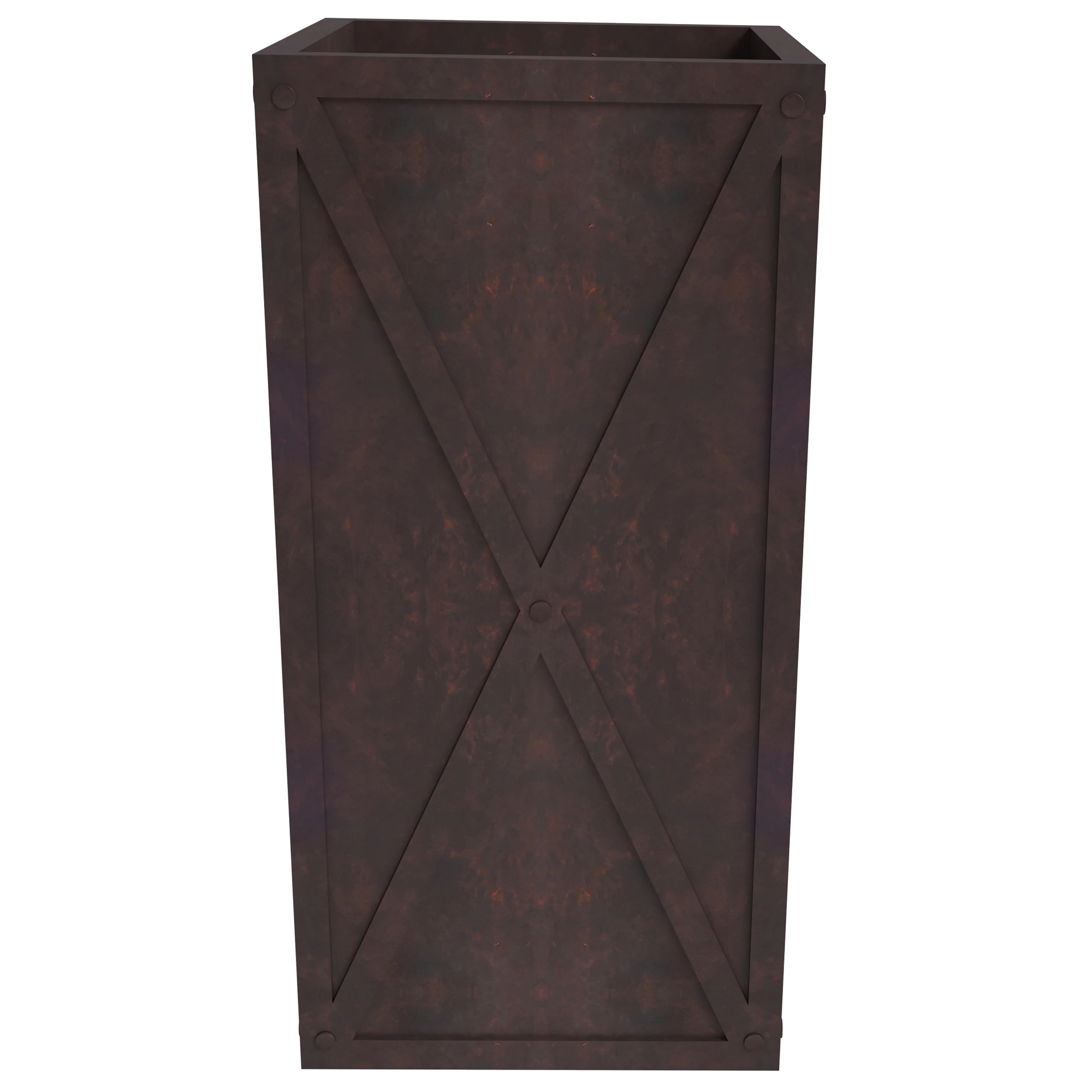 Papyrus Series Rectangle Fiber Stone Planter in Brown 14.2 x 14.2, 29 High