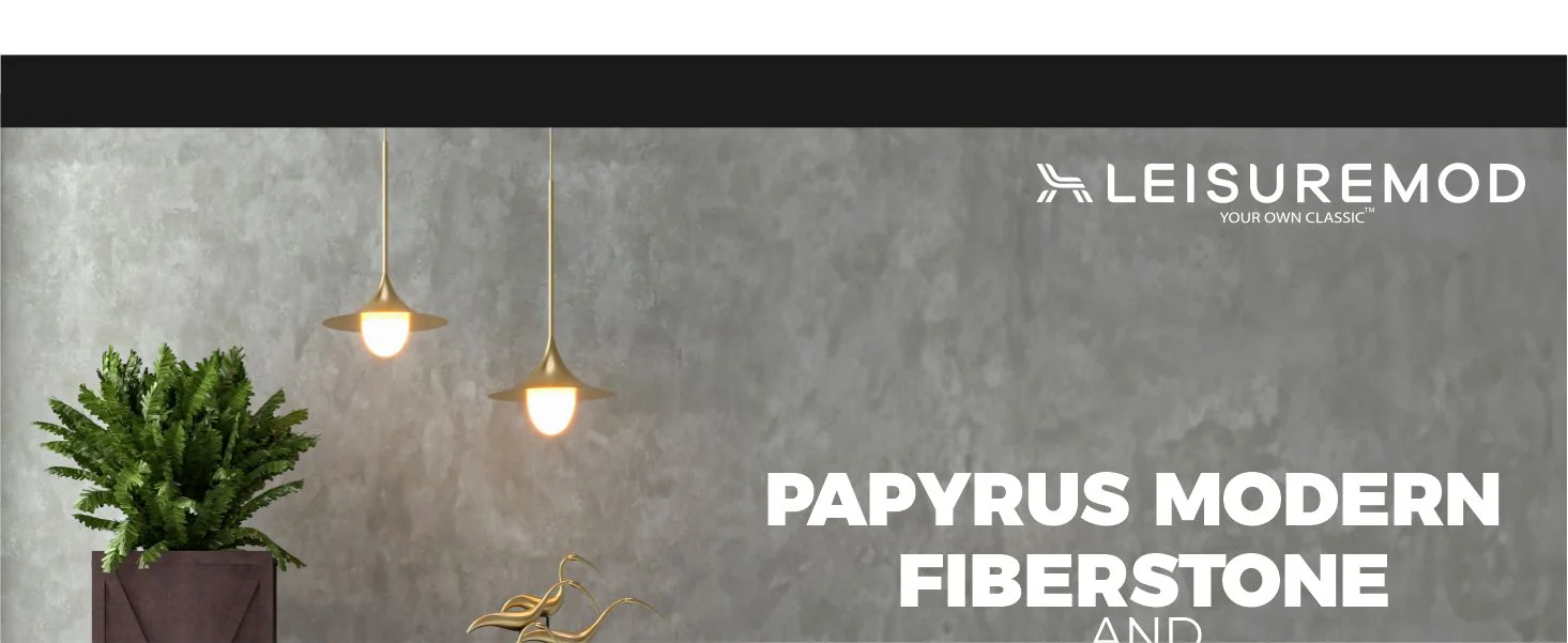 Papyrus Series Rectangle Fiber Stone Planter in Brown 14.2 x 14.2, 29 High