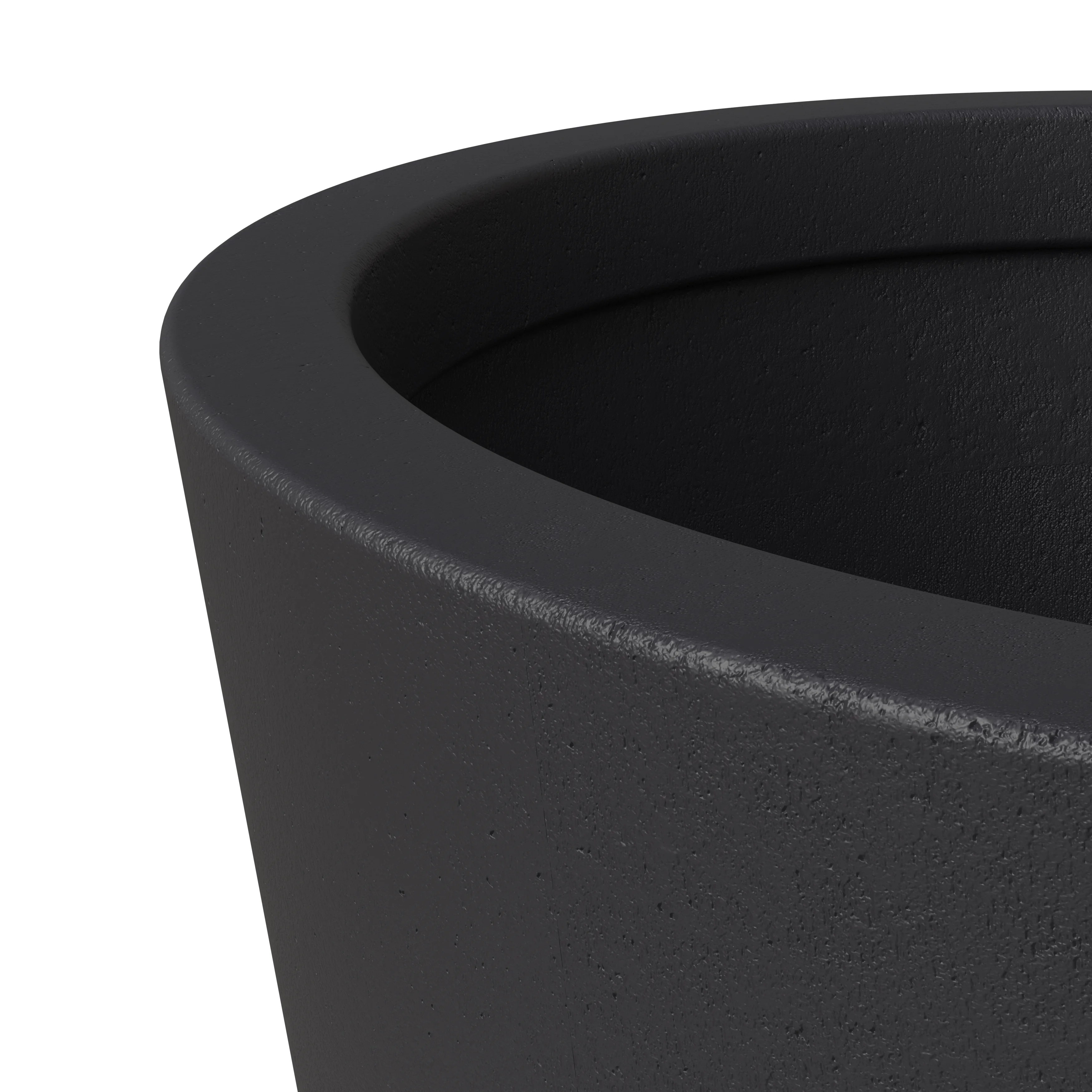 Pebble Series Poly Stone Planter 23.6." Dia 31.5" High in Black