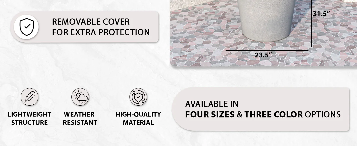 Pebble Series Poly Stone Planter 23.6." Dia 31.5" High in Grey