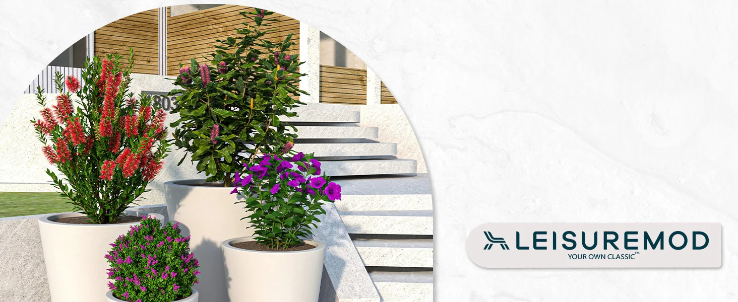 Pebble Series Poly Stone Planter 23.6." Dia 31.5" High in White