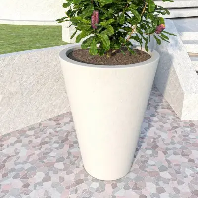Pebble Series Poly Stone Planter 23.6." Dia 31.5" High in White