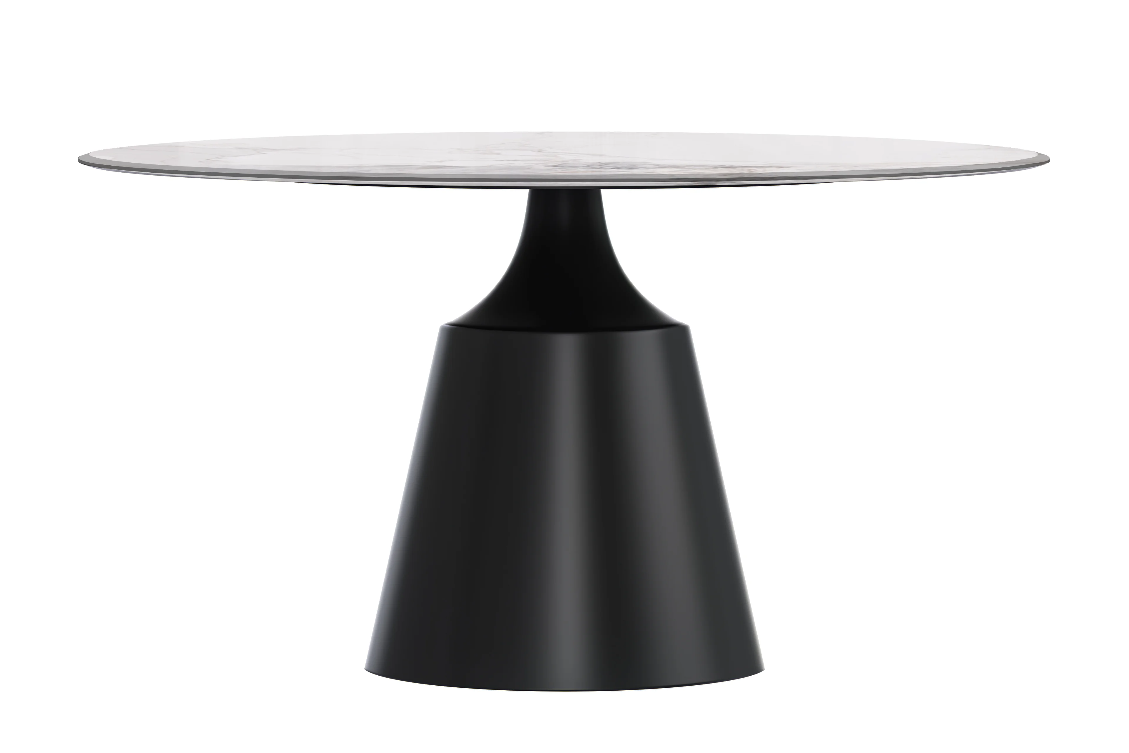 Prynn Series Round Dining Table Black Base with 60 Round White Grey Sintered Stone Top