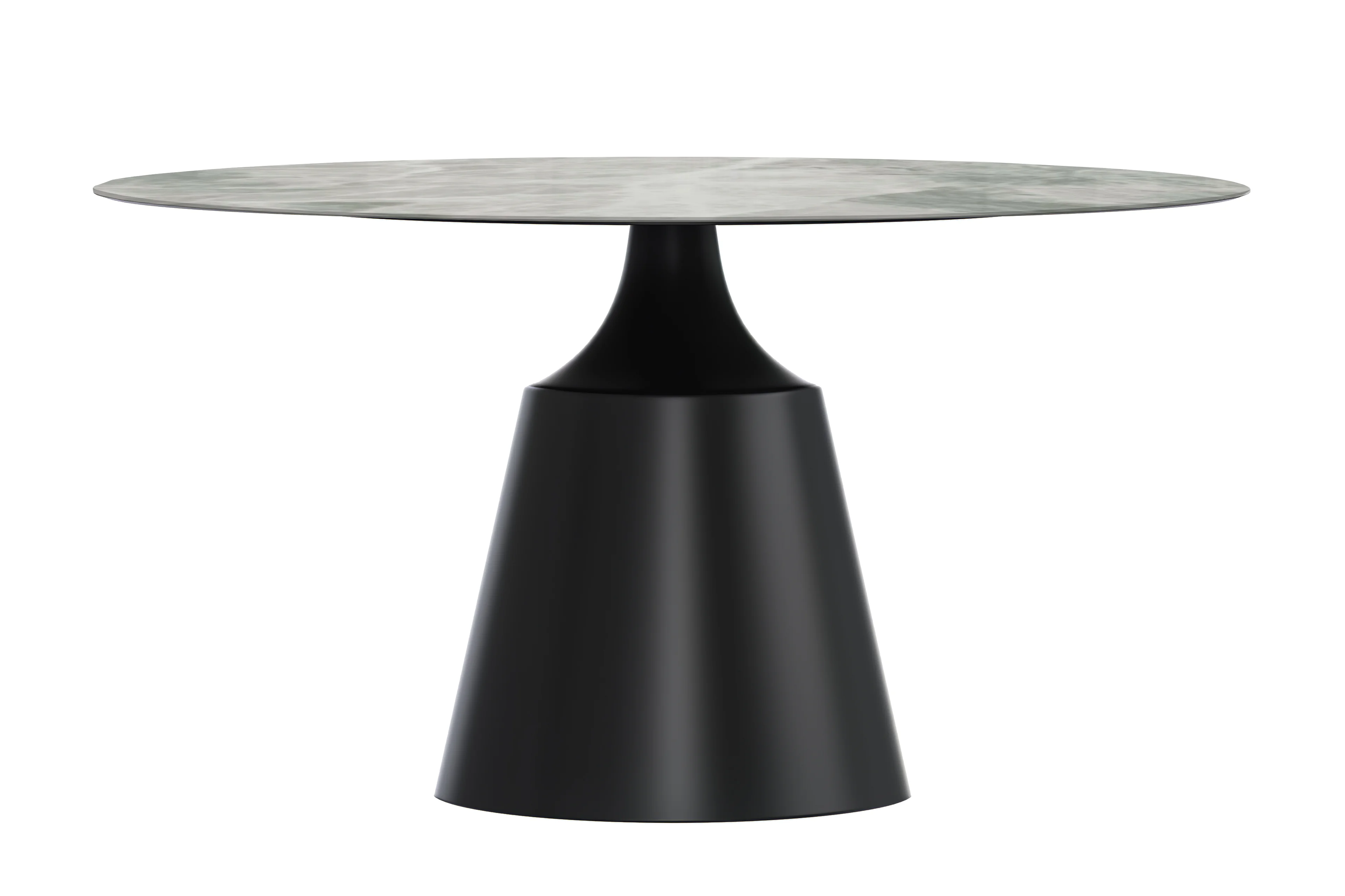 Prynn Series Round Dining Table Black Base with 60 Round Light Grey Sintered Stone Top