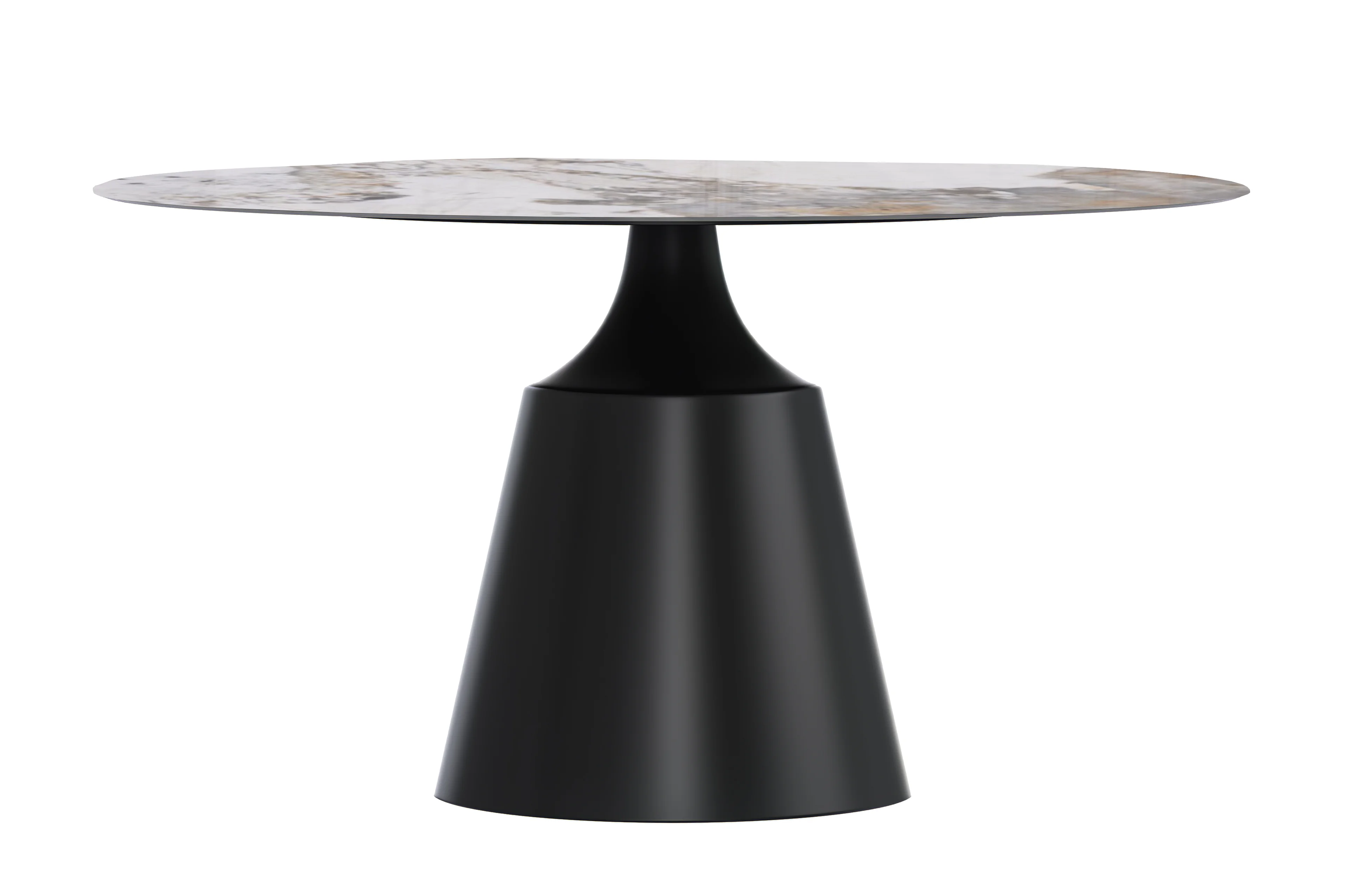 Prynn Series Round Dining Table Black Base with 60 Round Medium Grey Sintered Stone Top